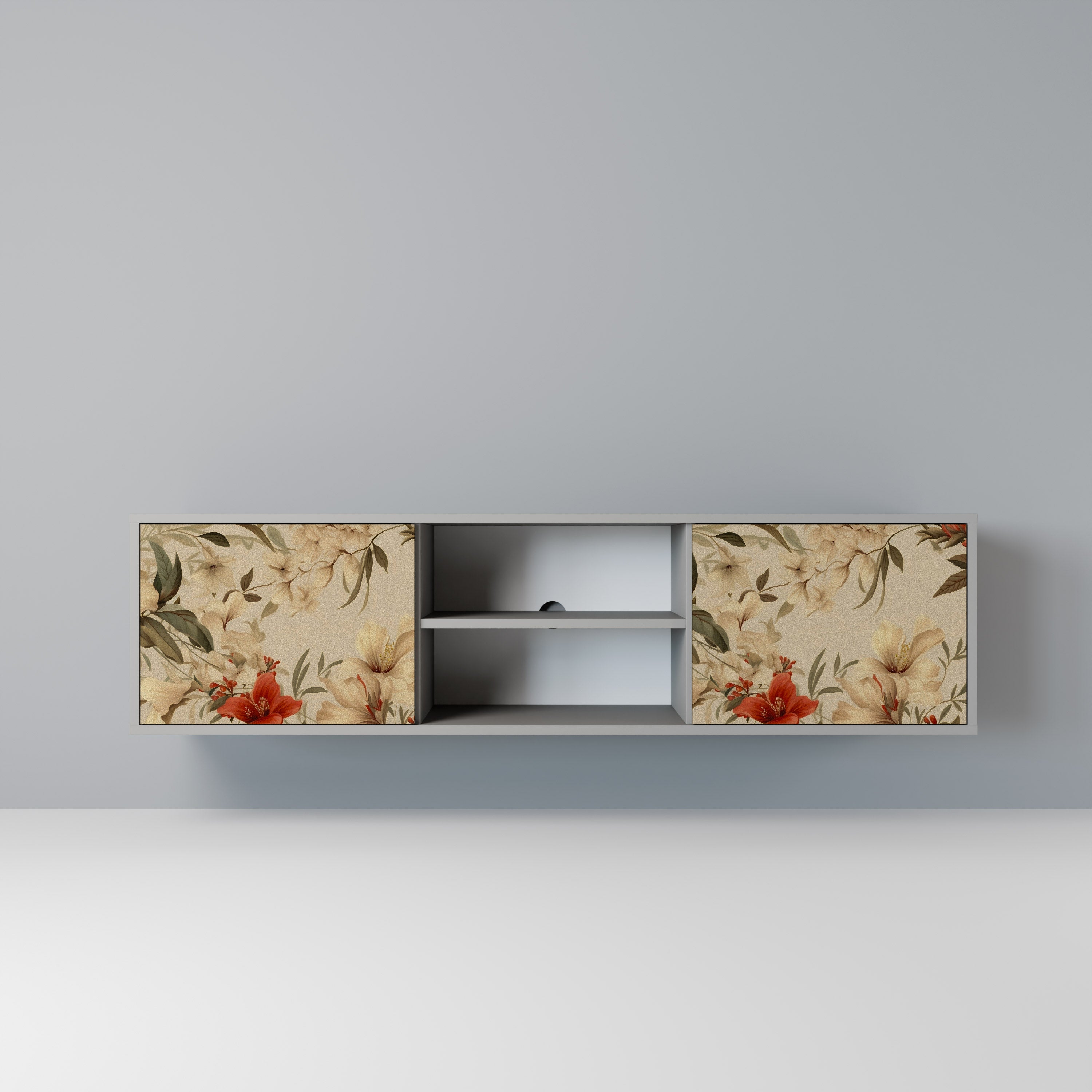 BLOOMING HARMONY Móvel de TV com 2 Portas em Acabamento Cinzento