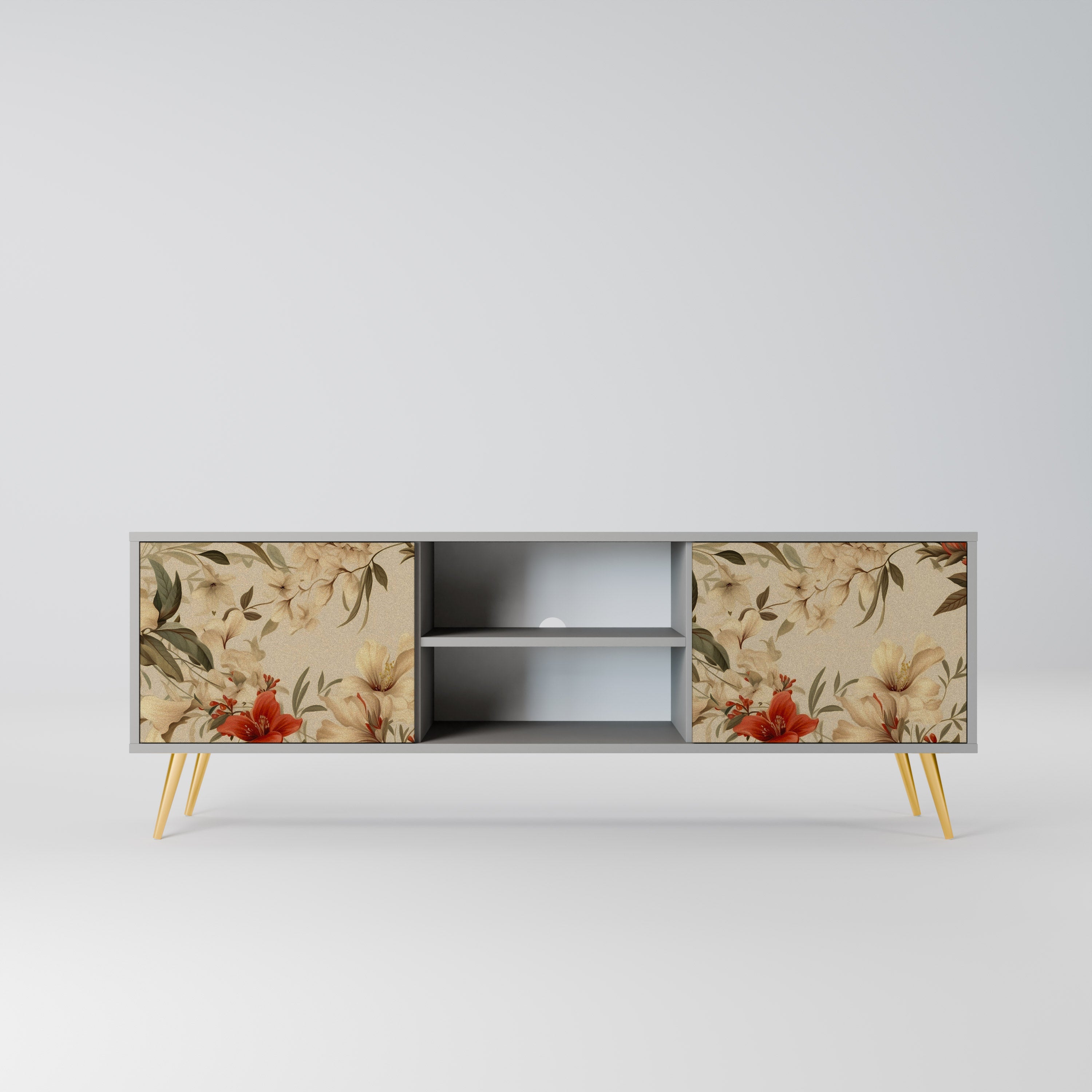 BLOOMING HARMONY Móvel de TV com 2 Portas em Acabamento Cinzento