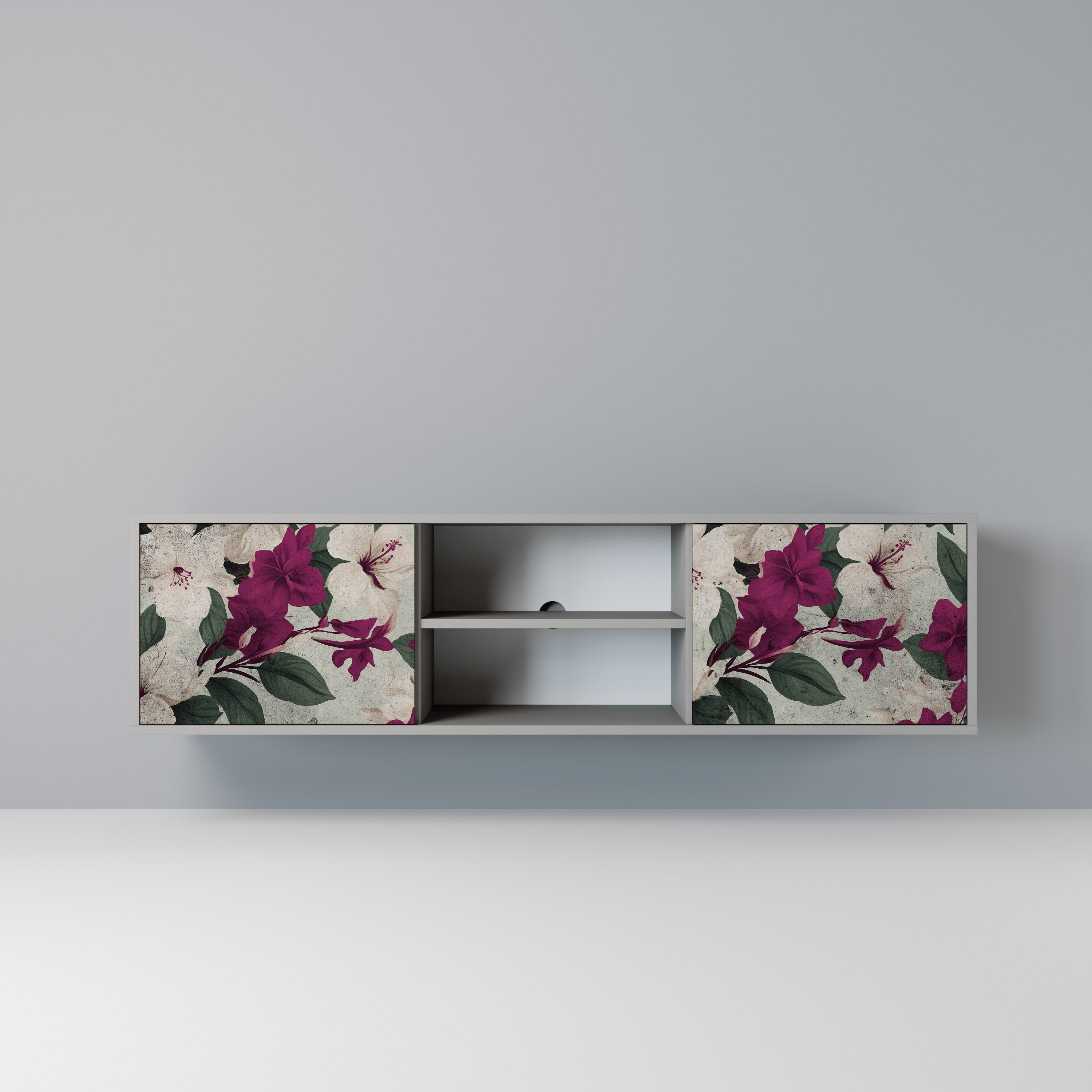 FLOWERET DREAM Móvel de TV com 2 Portas em Acabamento Cinzento