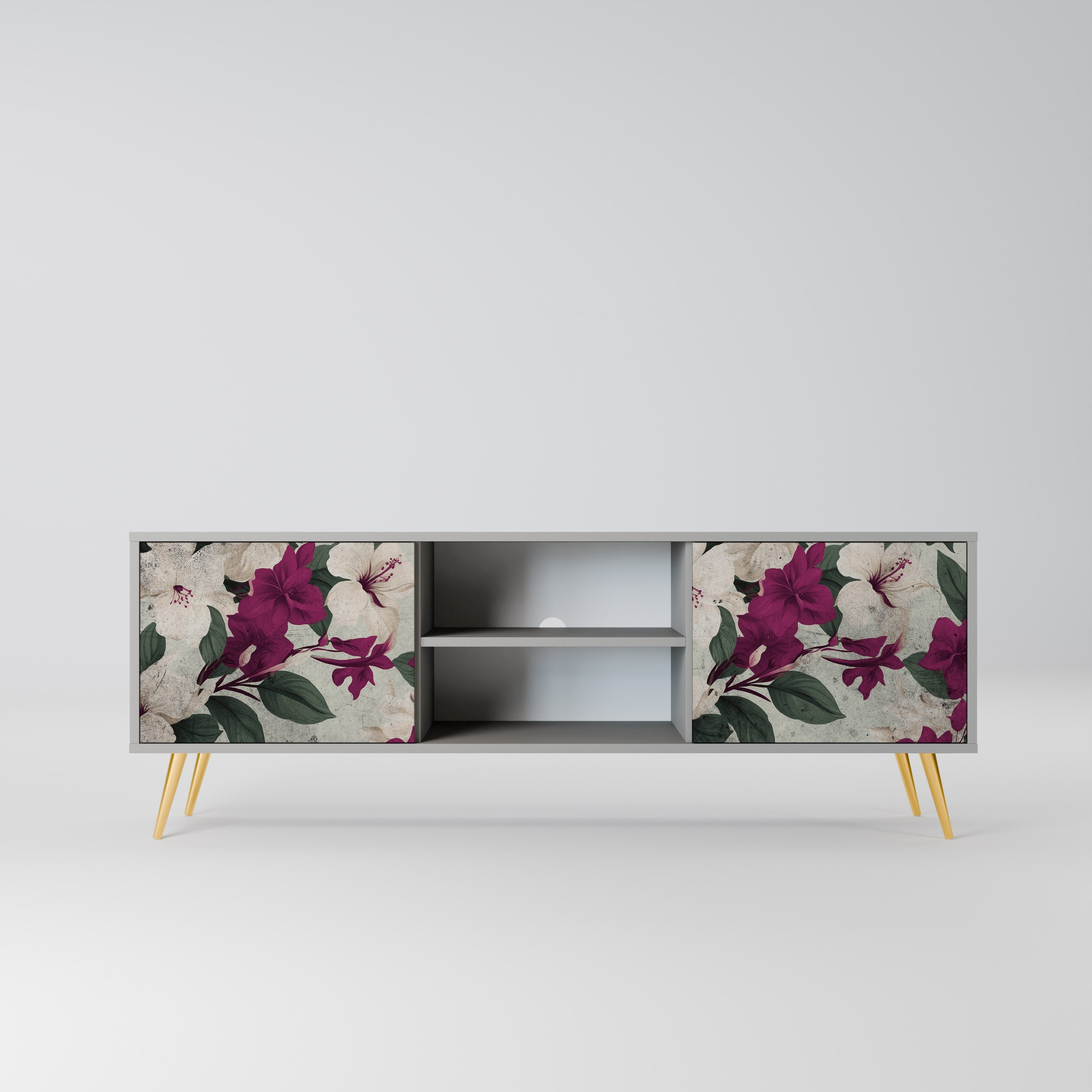 FLOWERET DREAM Móvel de TV com 2 Portas em Acabamento Cinzento