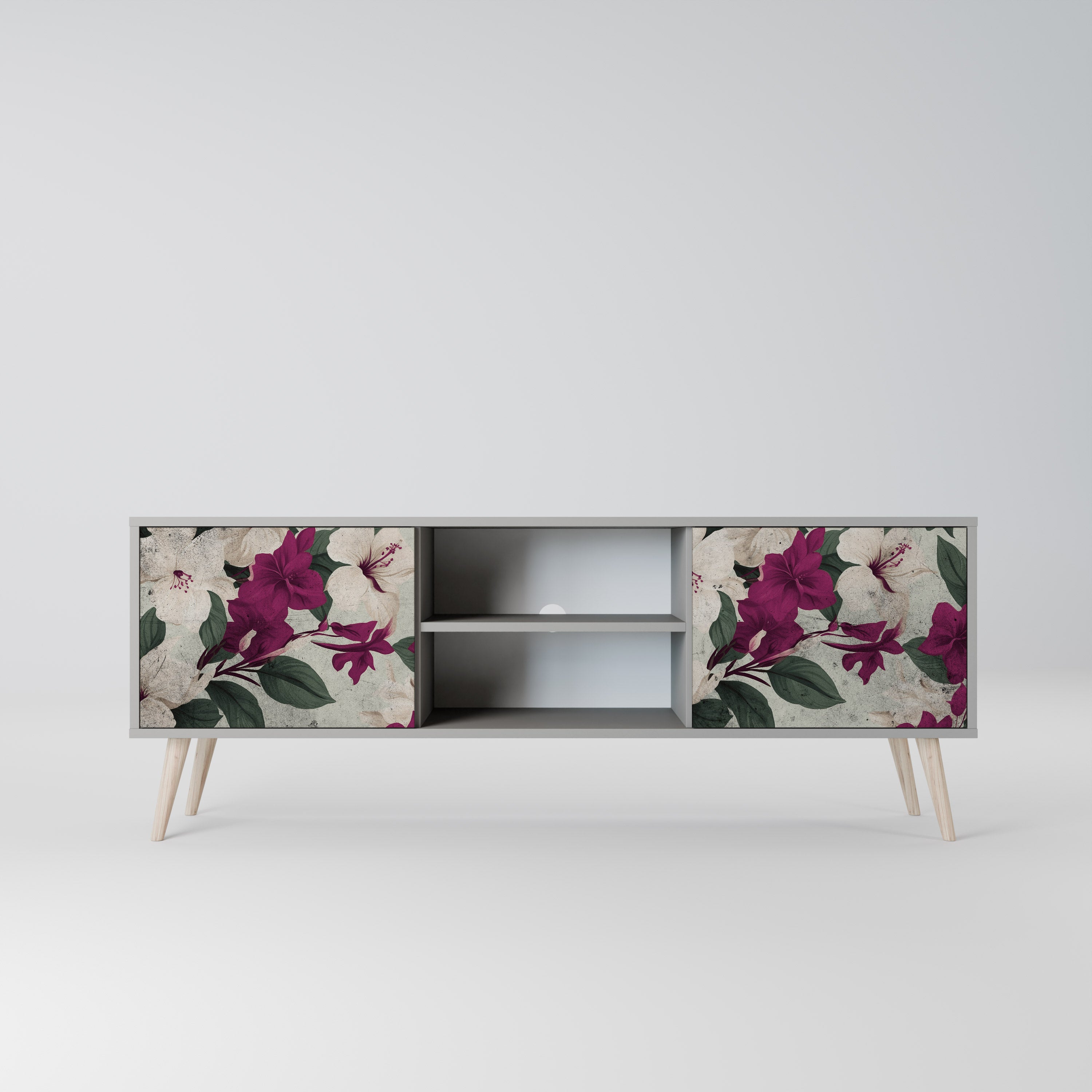 FLOWERET DREAM Móvel de TV com 2 Portas em Acabamento Cinzento