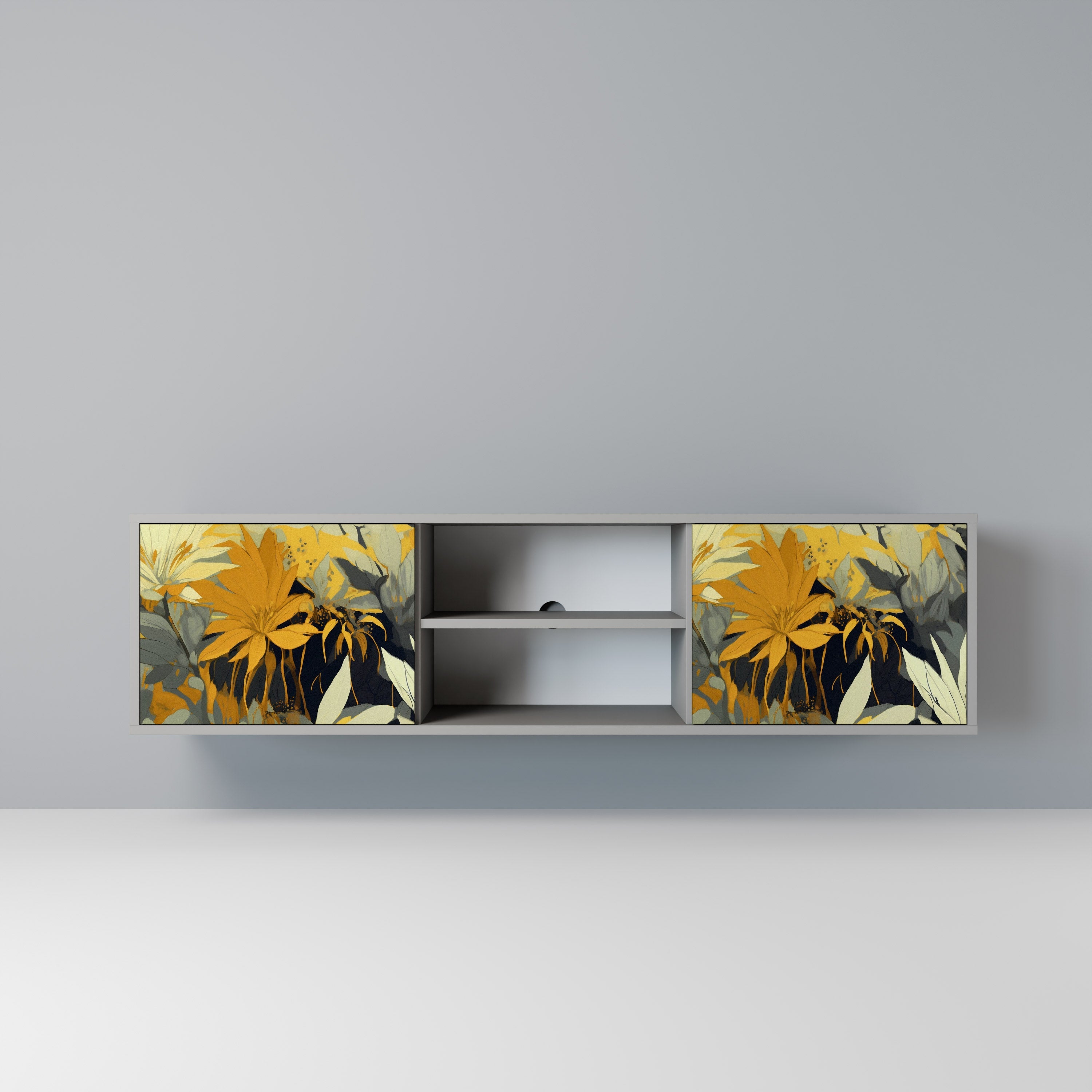 SUNKISSED LILY Móvel de TV com 2 Portas em Acabamento Cinzento