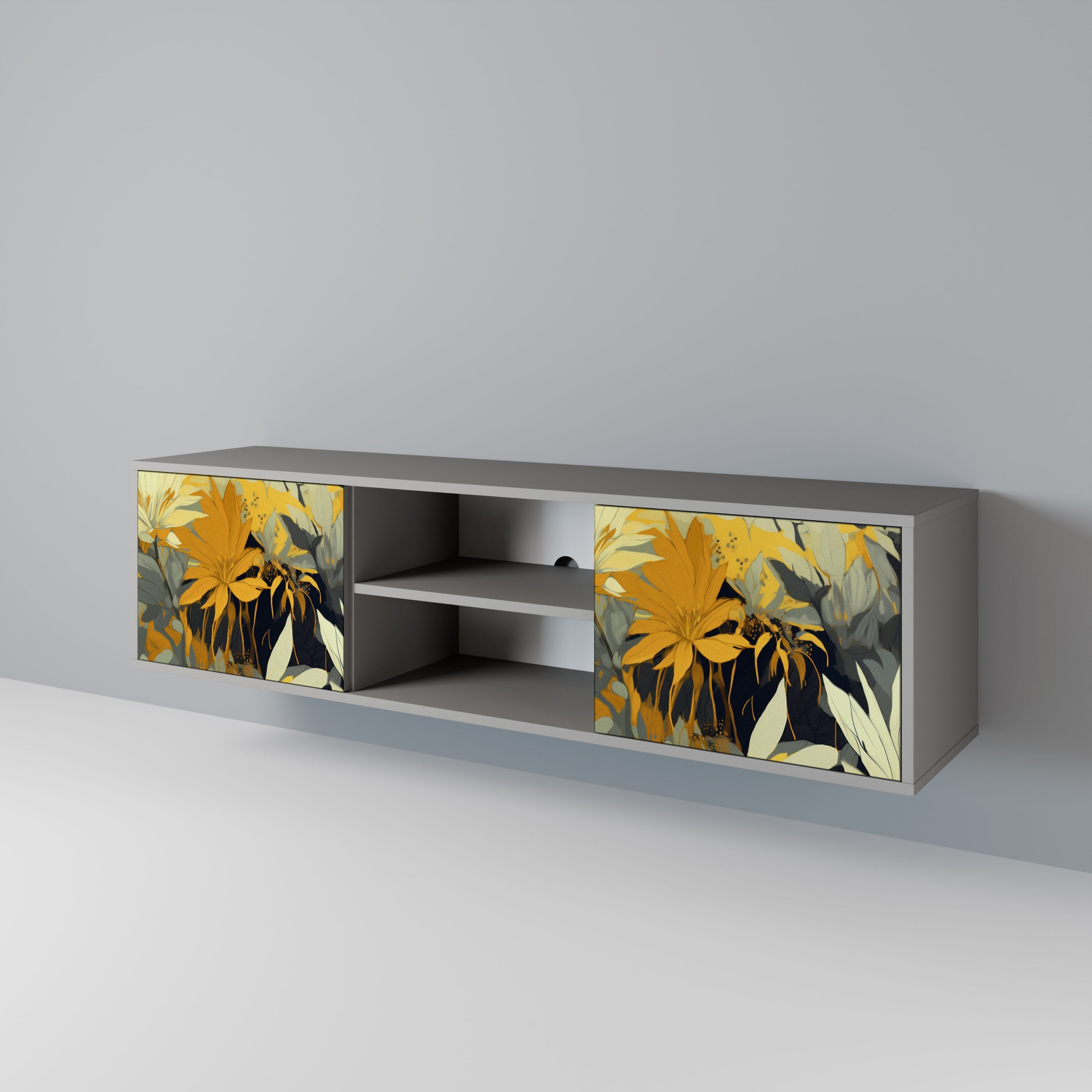 SUNKISSED LILY Móvel de TV com 2 Portas em Acabamento Cinzento