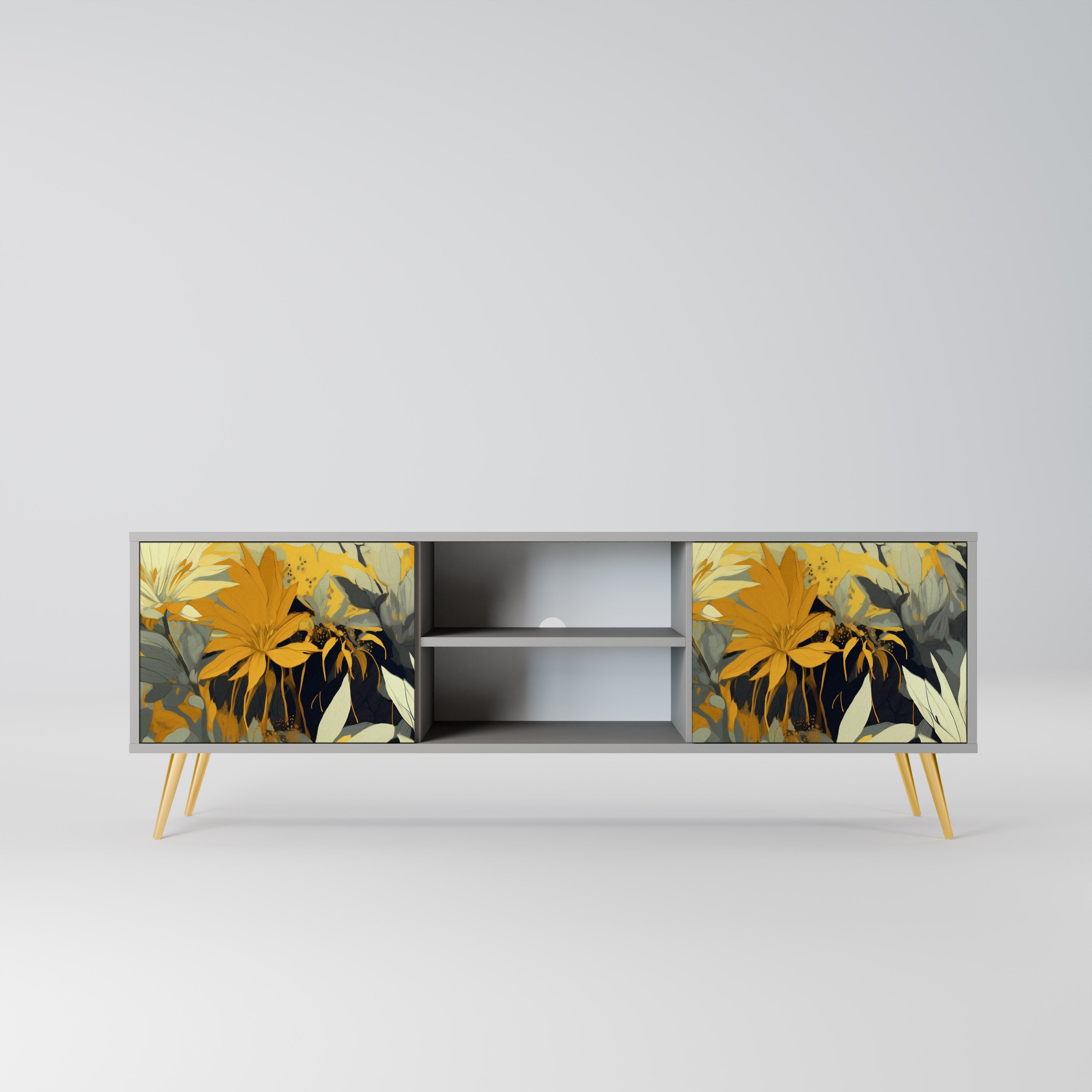 SUNKISSED LILY Móvel de TV com 2 Portas em Acabamento Cinzento