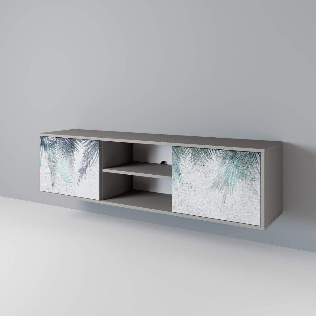 PALM VEIL Móvel de TV com 2 Portas em Acabamento Cinzento