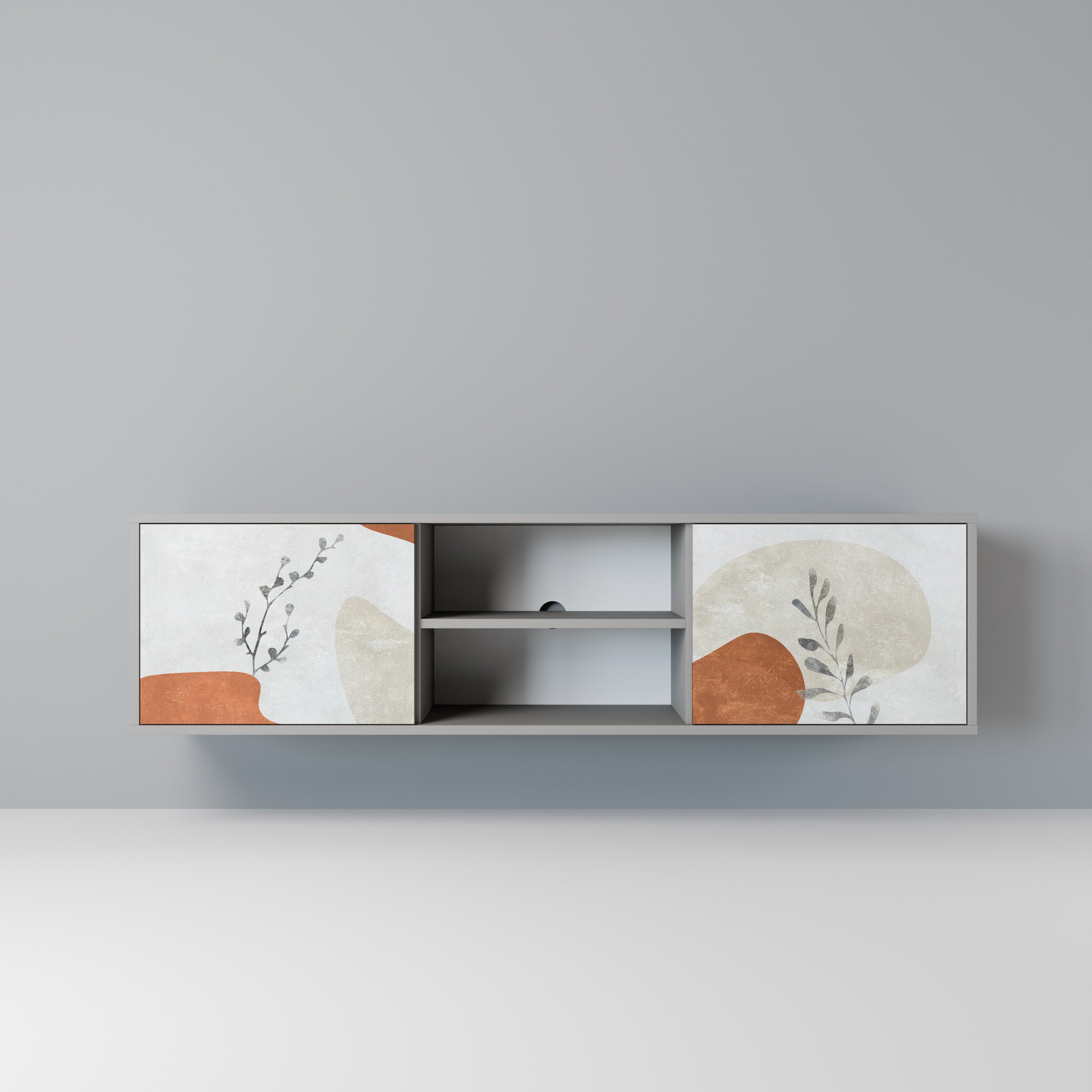 TRANQUIL TWIG Móvel de TV com 2 Portas em Acabamento Cinzento