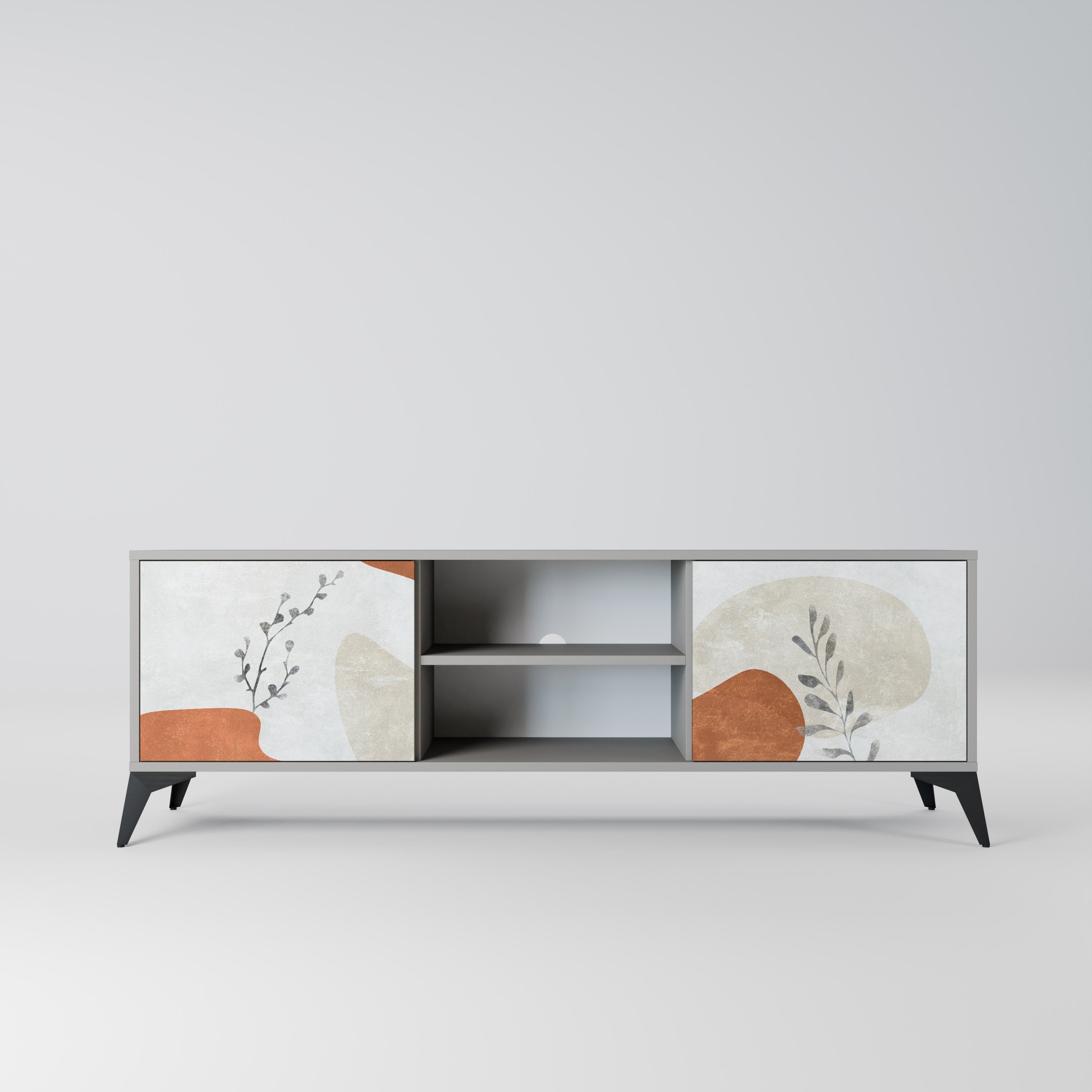 TRANQUIL TWIG Móvel de TV com 2 Portas em Acabamento Cinzento