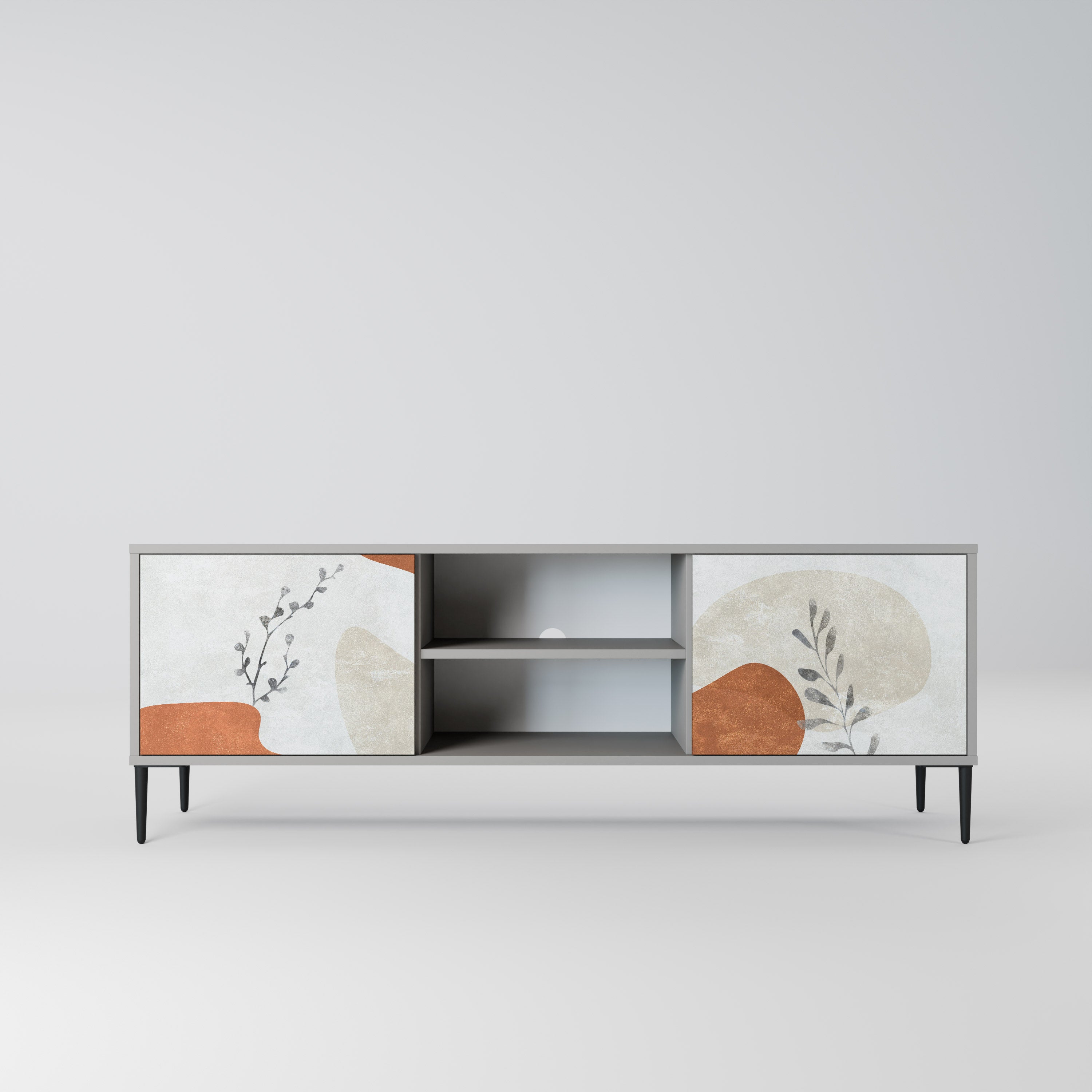 TRANQUIL TWIG Móvel de TV com 2 Portas em Acabamento Cinzento