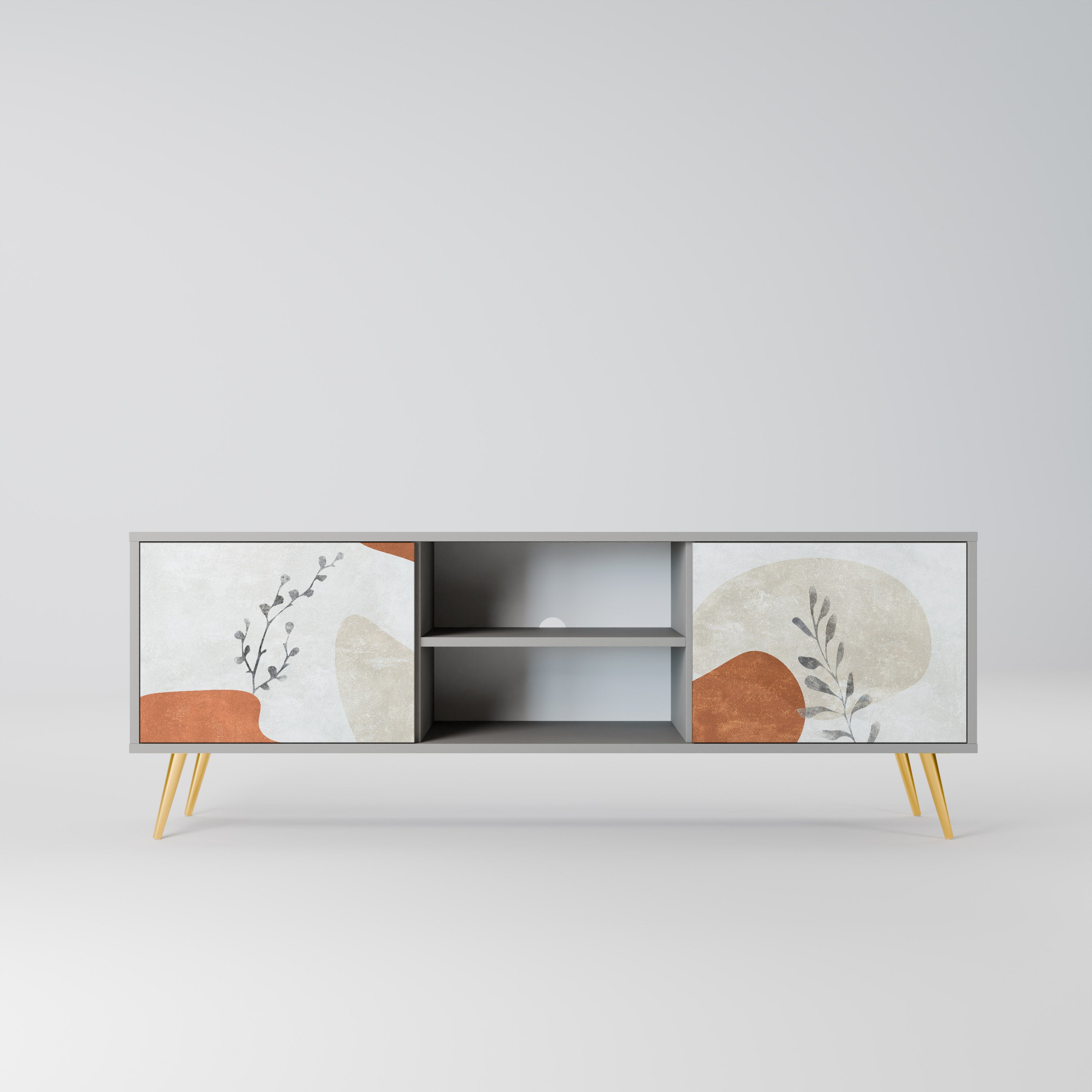 TRANQUIL TWIG Móvel de TV com 2 Portas em Acabamento Cinzento