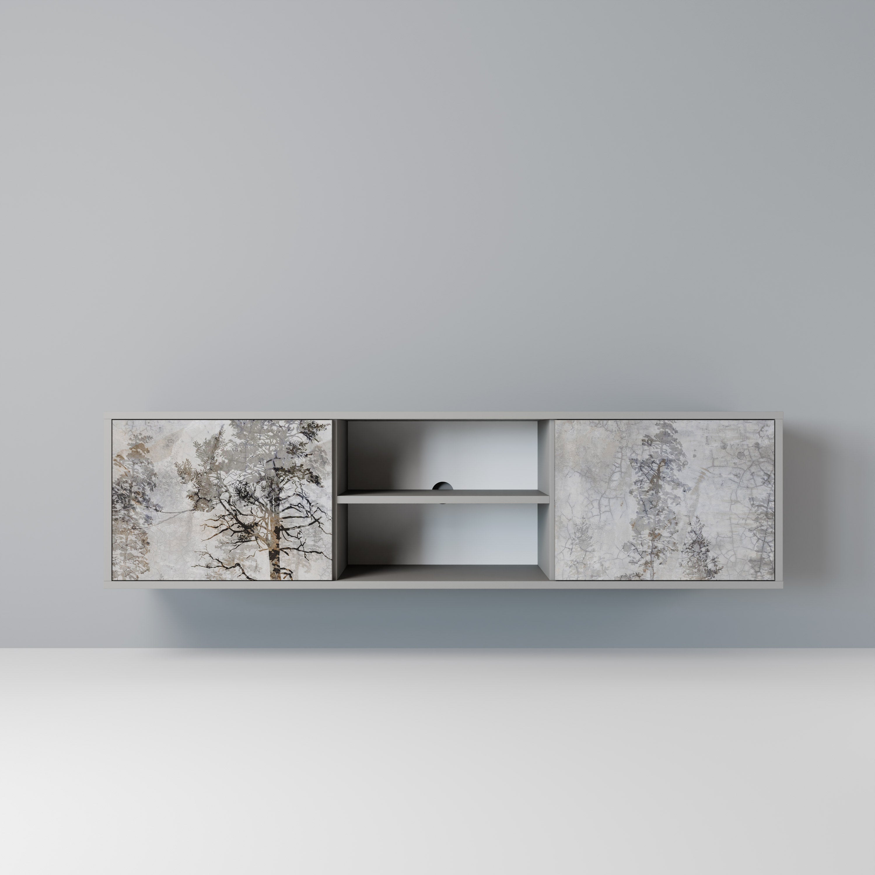 FADE IN THE TREES Móvel de TV com 2 Portas em Acabamento Cinzento
