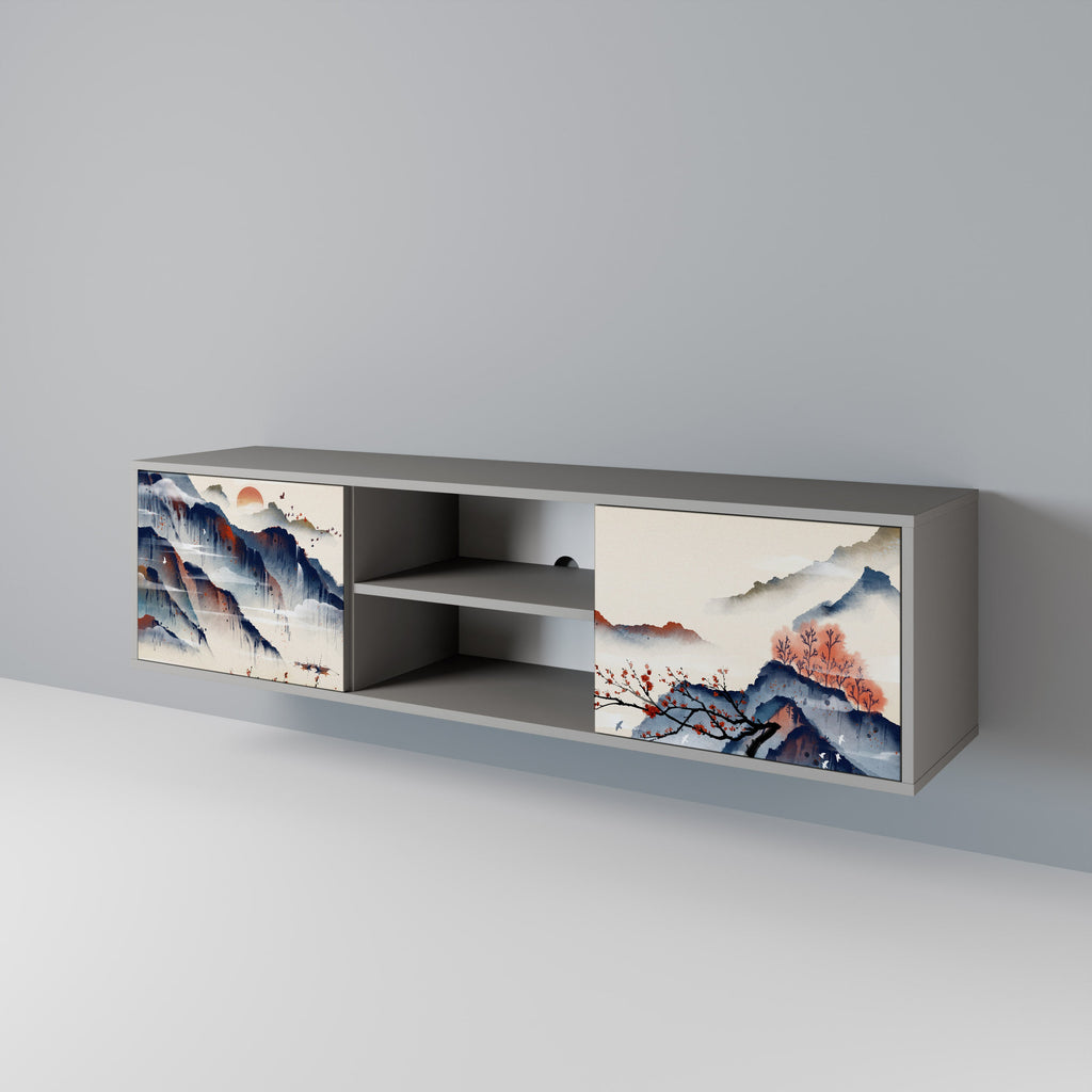 JAPANESE LANDSCAPE Móvel de TV com 2 Portas em Acabamento Cinzento