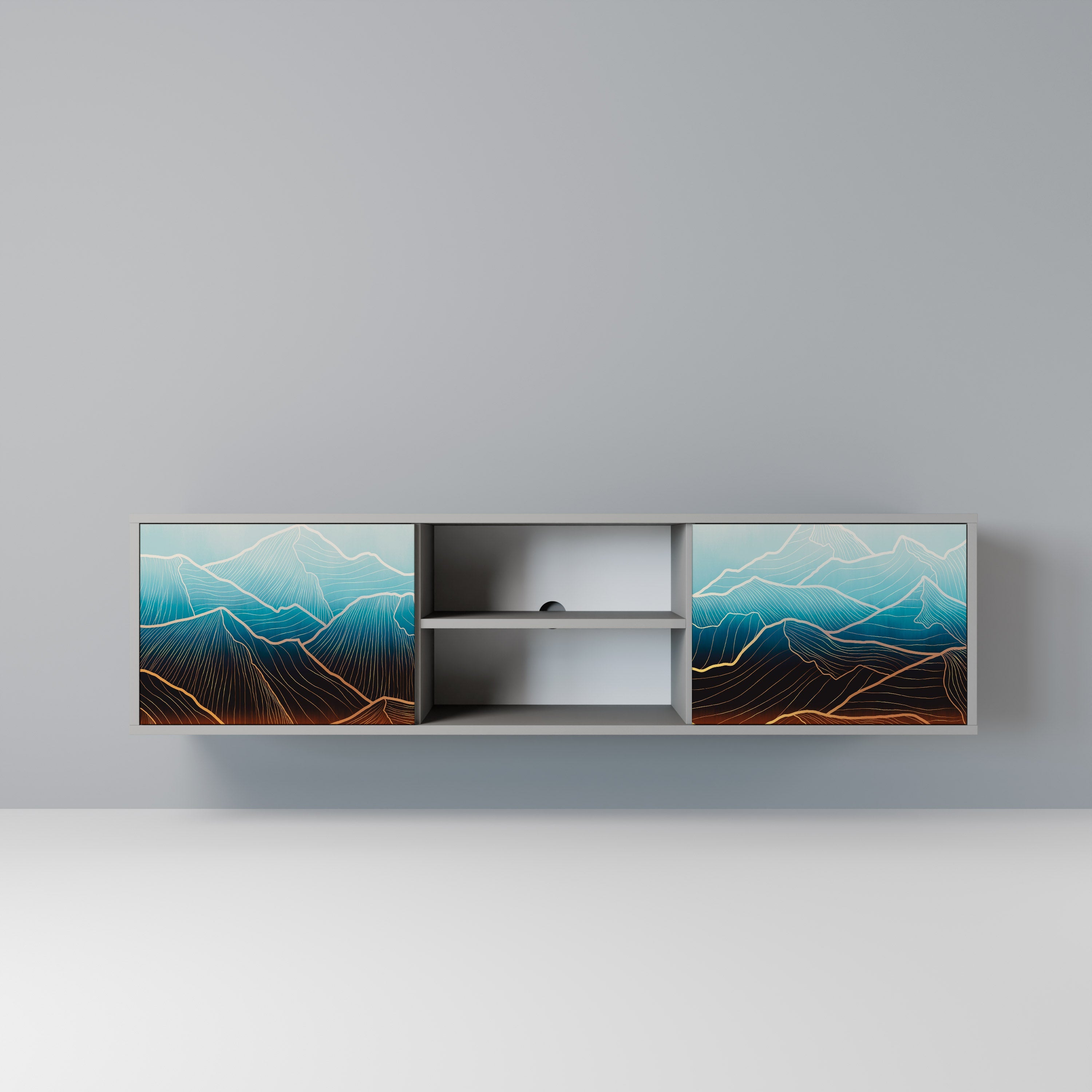 LUNAR SECRETS Móvel de TV com 2 Portas em Acabamento Cinzento