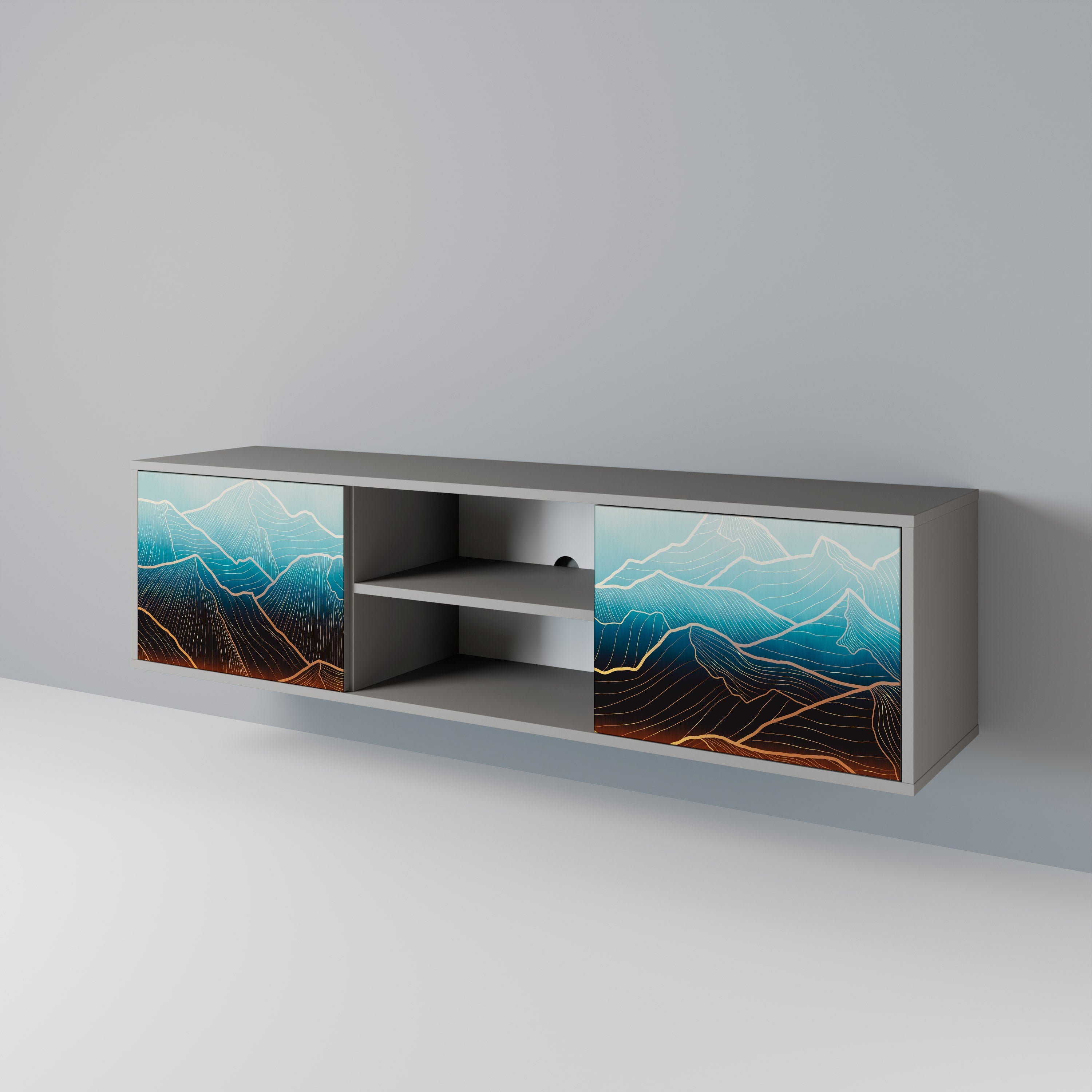 LUNAR SECRETS Móvel de TV com 2 Portas em Acabamento Cinzento