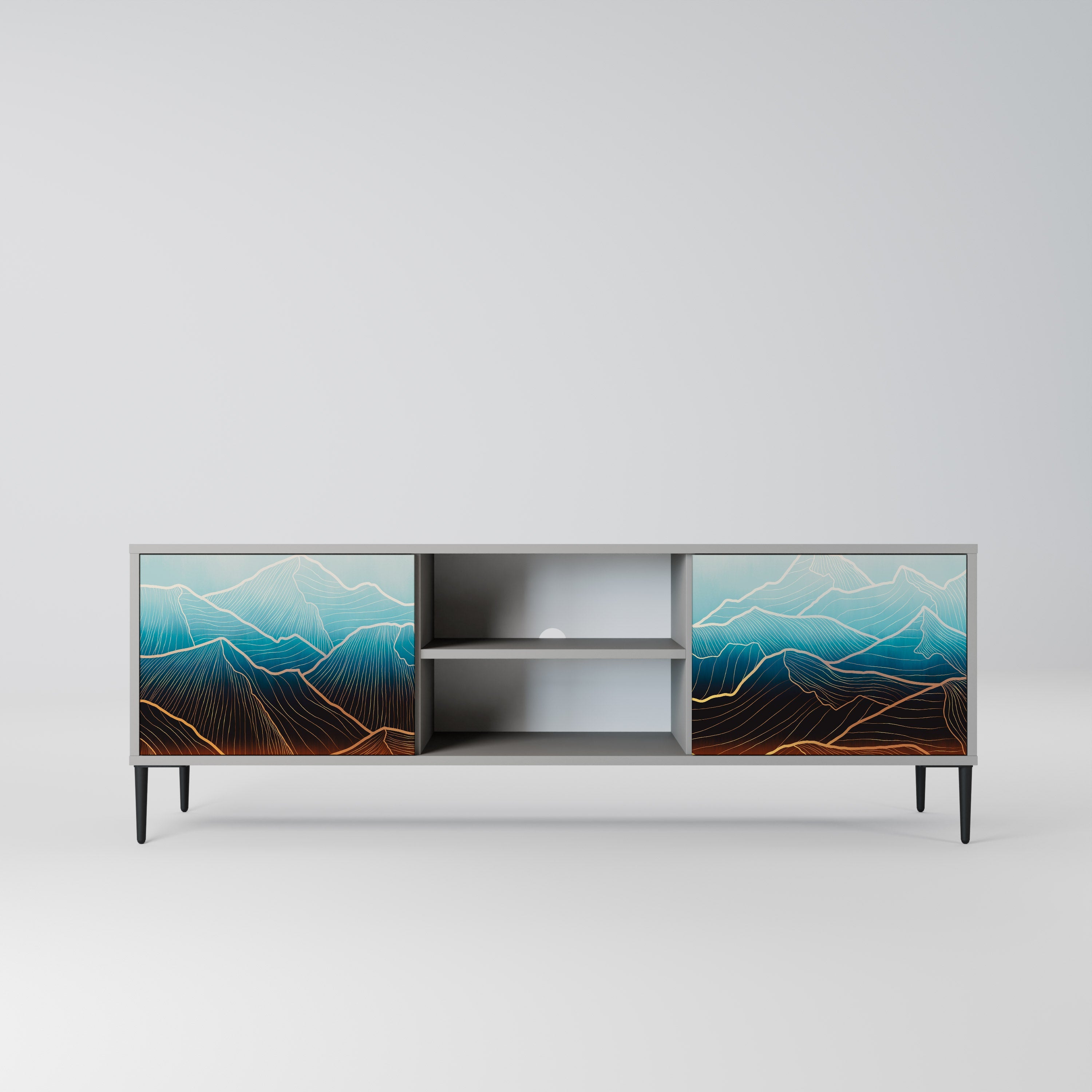 LUNAR SECRETS Móvel de TV com 2 Portas em Acabamento Cinzento