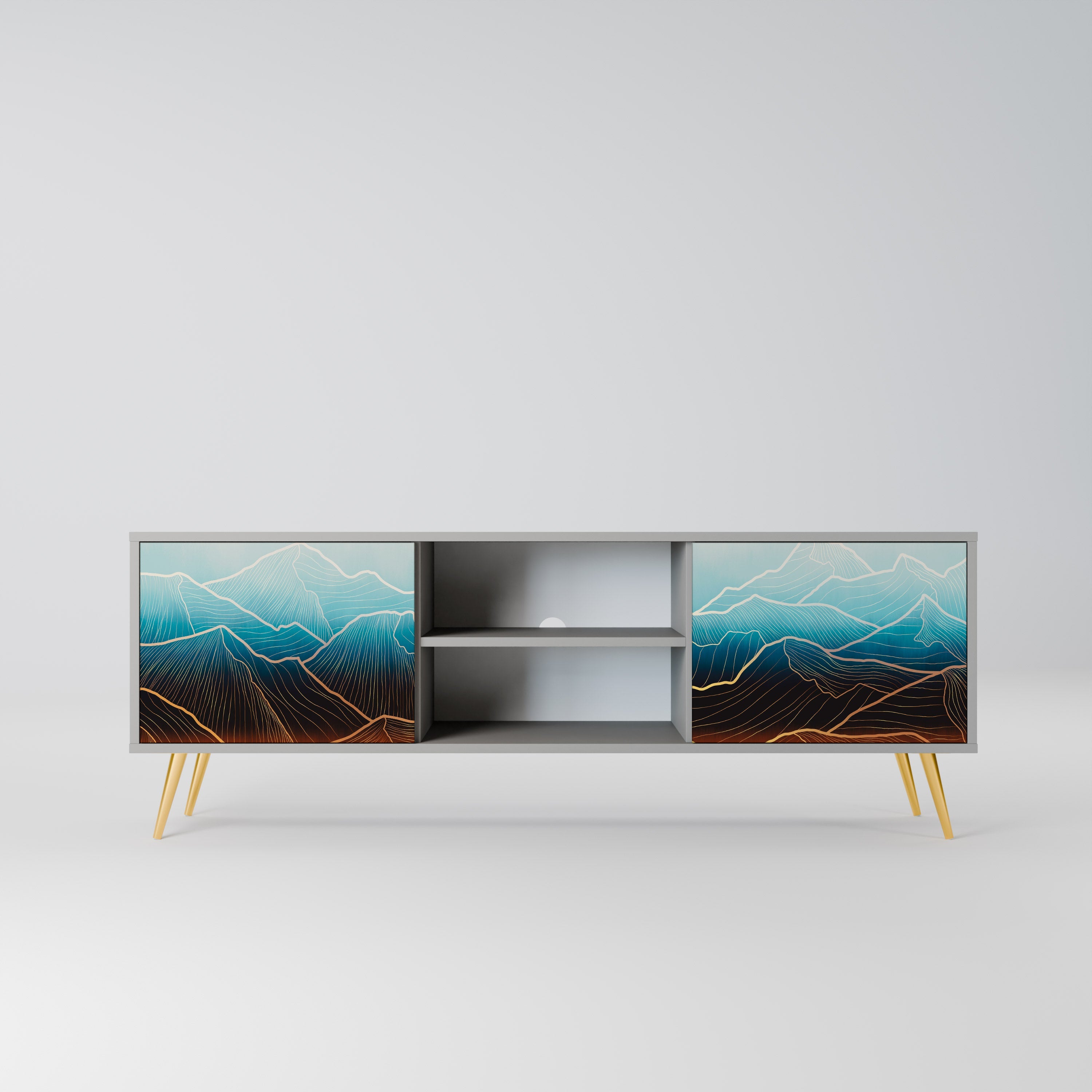 LUNAR SECRETS Móvel de TV com 2 Portas em Acabamento Cinzento