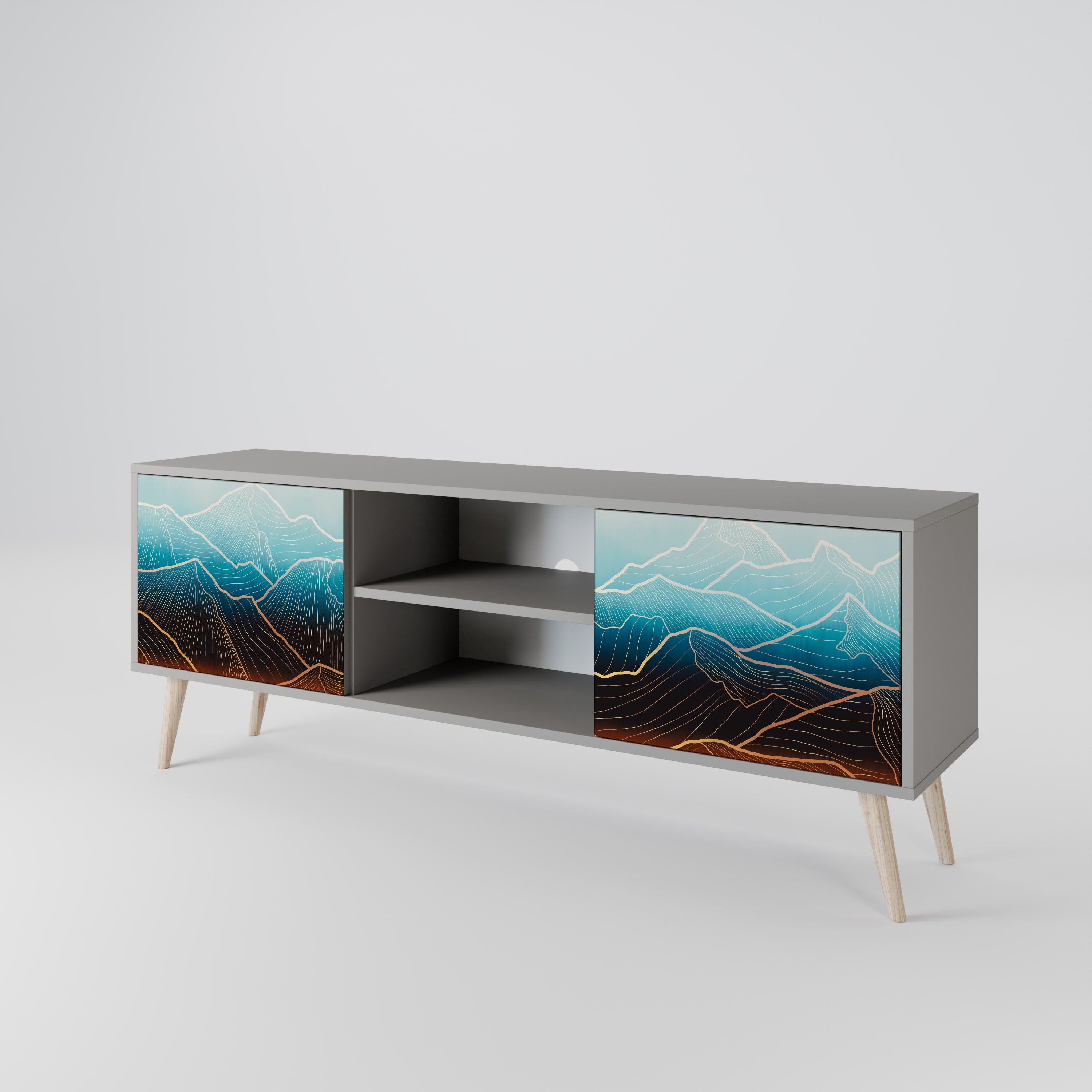 LUNAR SECRETS Móvel de TV com 2 Portas em Acabamento Cinzento