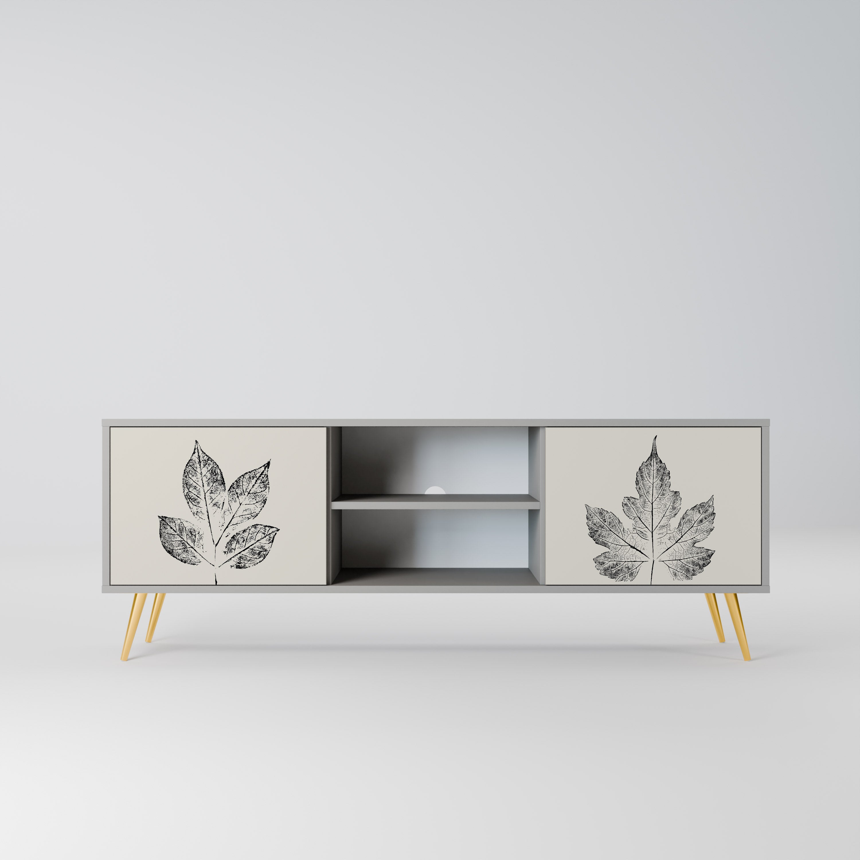 LEAFY STAMPS Móvel de TV com 2 Portas em Acabamento Cinzento