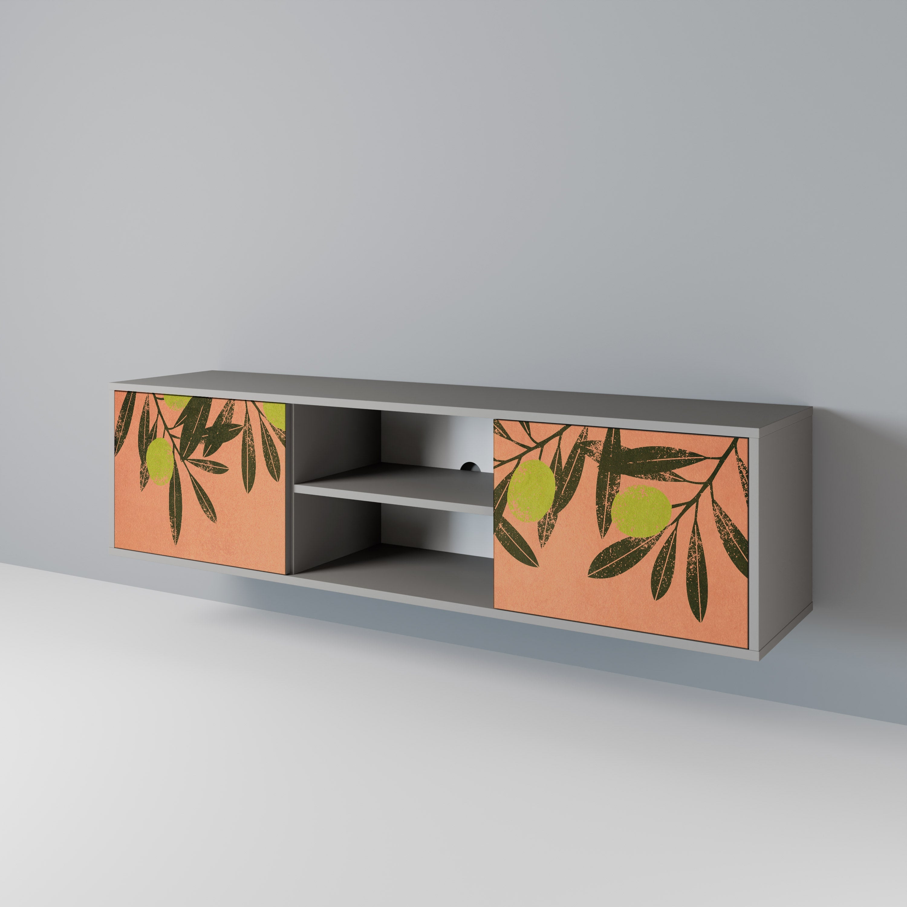 JUICY OLIVES Móvel de TV com 2 Portas em Acabamento Cinzento