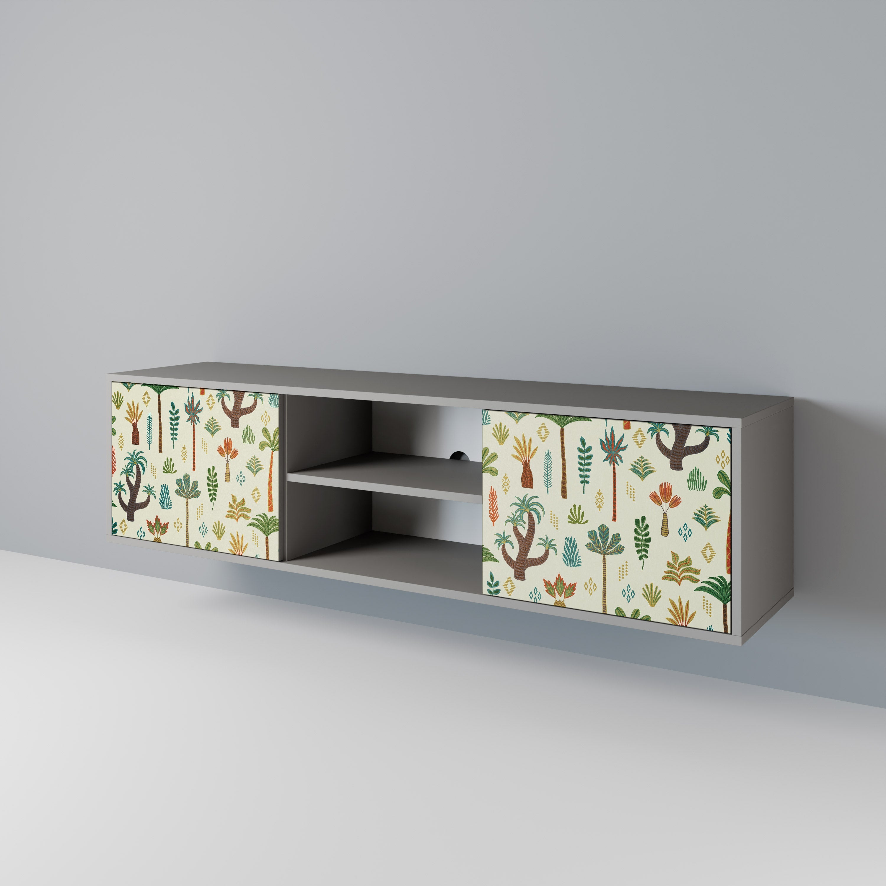 PALM SPRING Móvel de TV com 2 Portas em Acabamento Cinzento