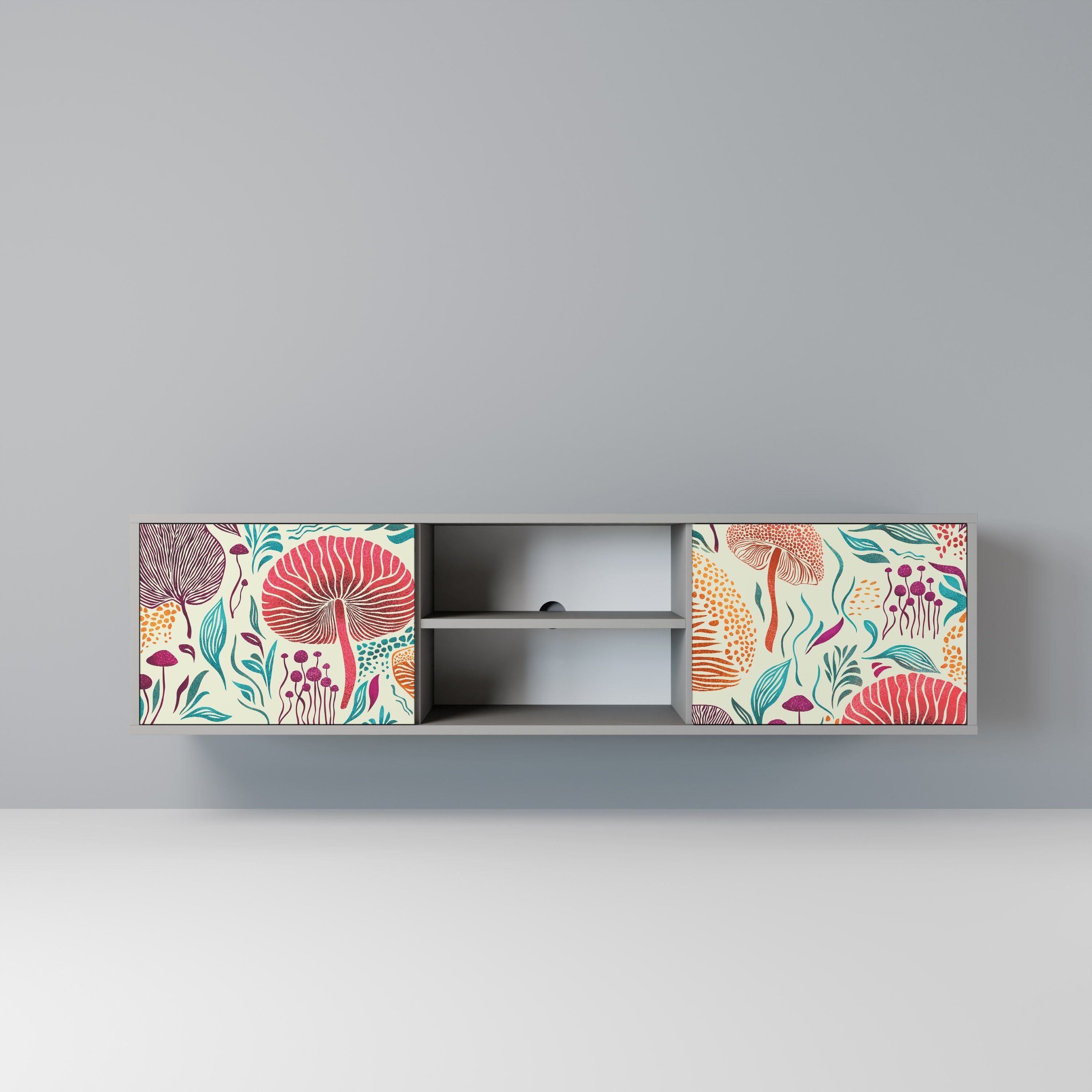 FUNGUS FANTASY Móvel de TV com 2 Portas em Acabamento Cinzento