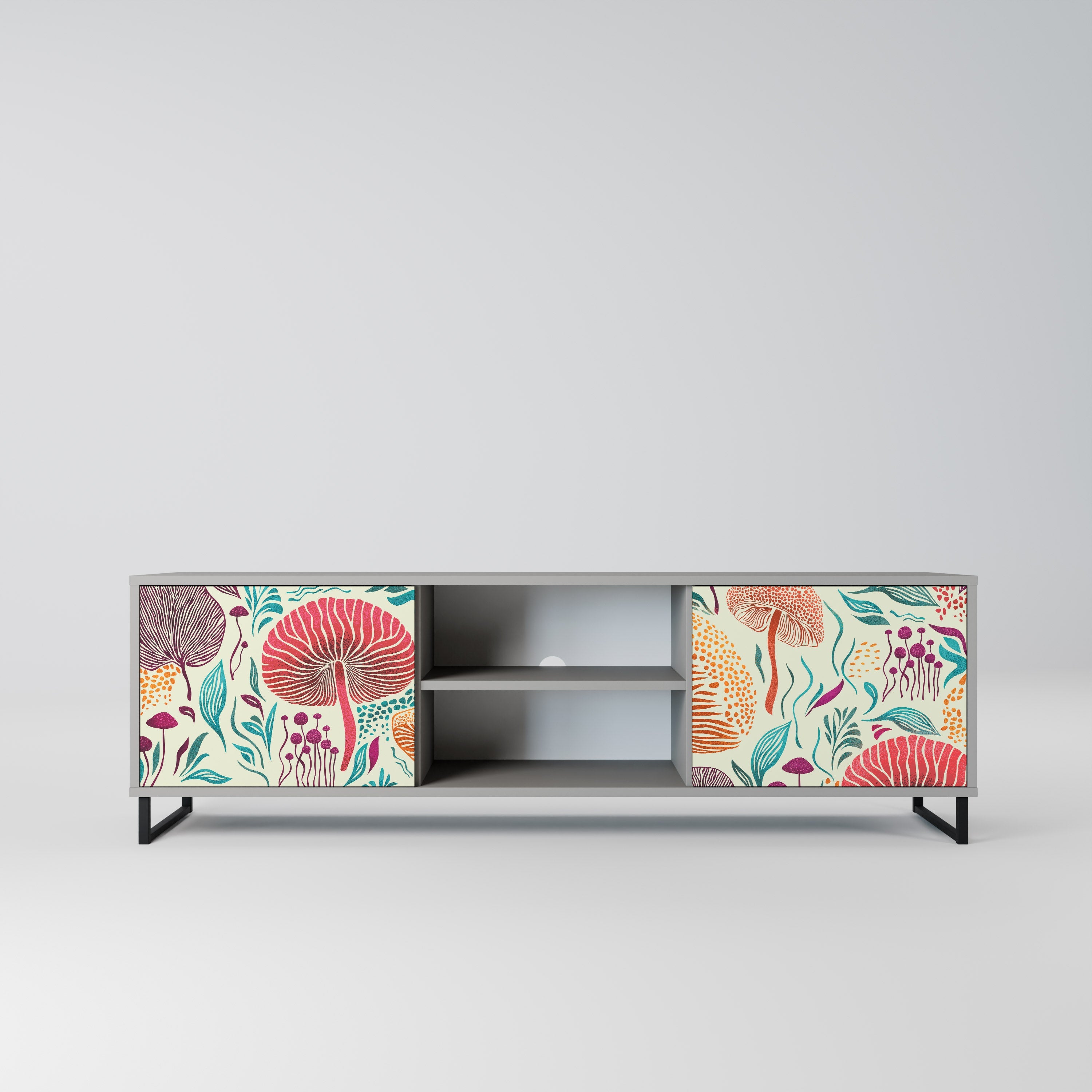 FUNGUS FANTASY Móvel de TV com 2 Portas em Acabamento Cinzento