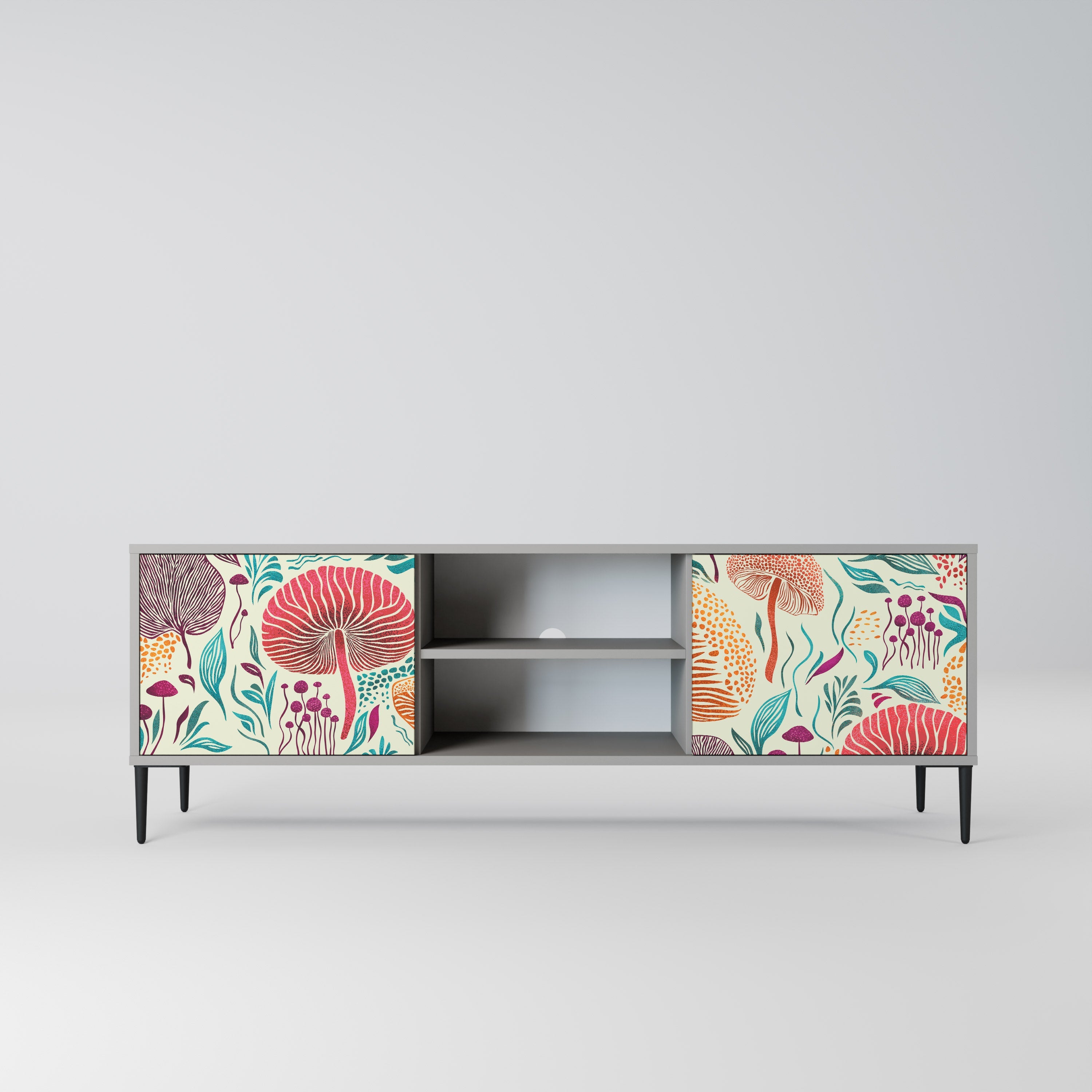 FUNGUS FANTASY Móvel de TV com 2 Portas em Acabamento Cinzento