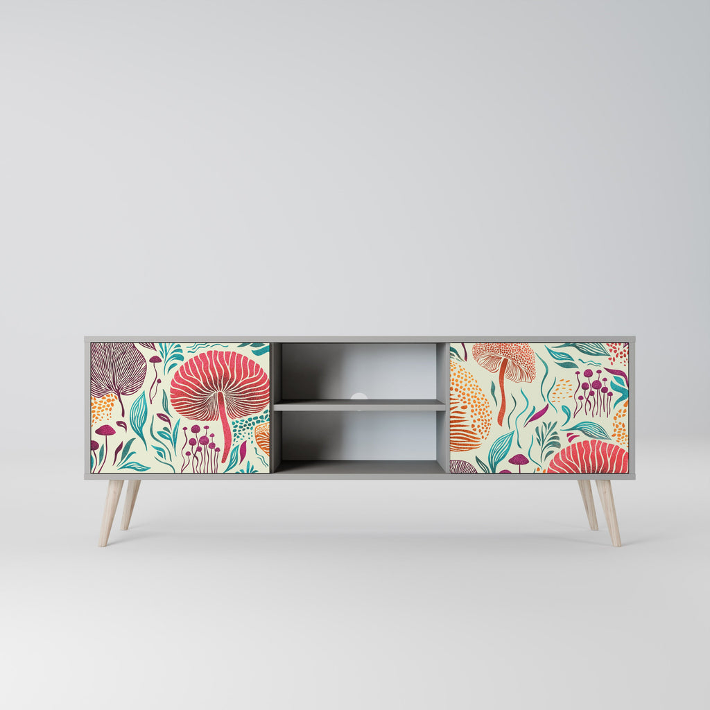 FUNGUS FANTASY Móvel de TV com 2 Portas em Acabamento Cinzento