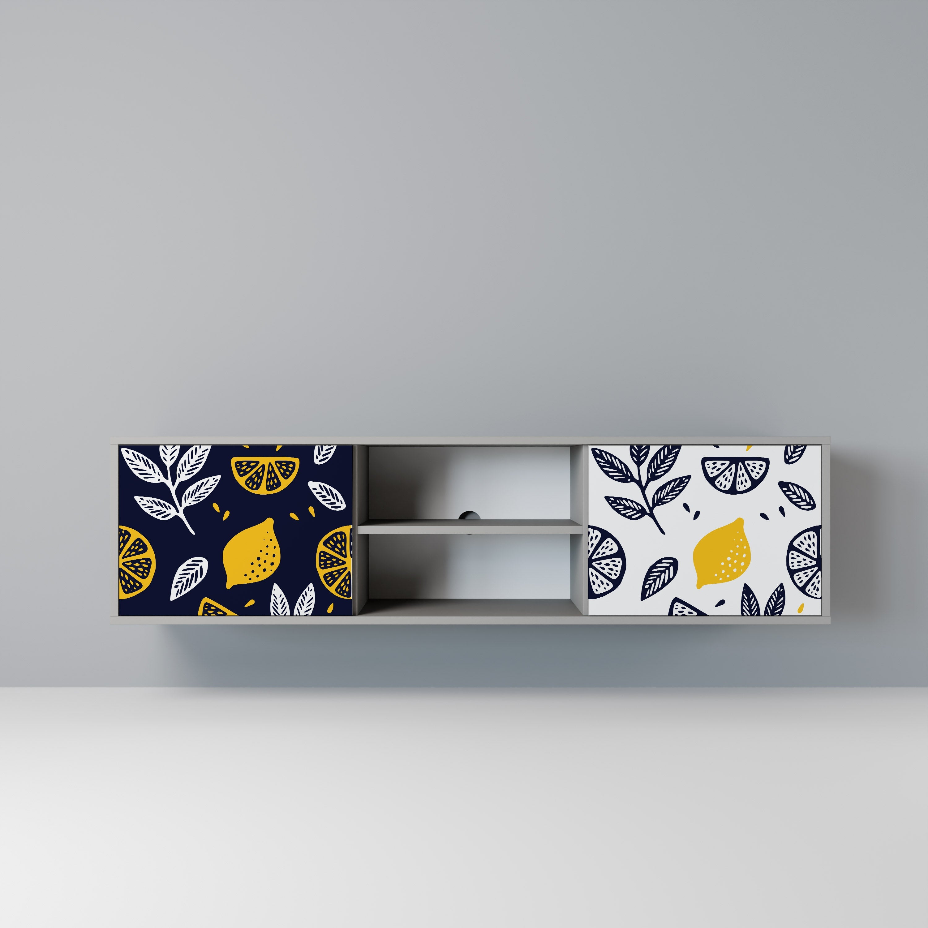 CITRUS BLACK AND WHITE Móvel de TV com 2 Portas em Acabamento Cinzento