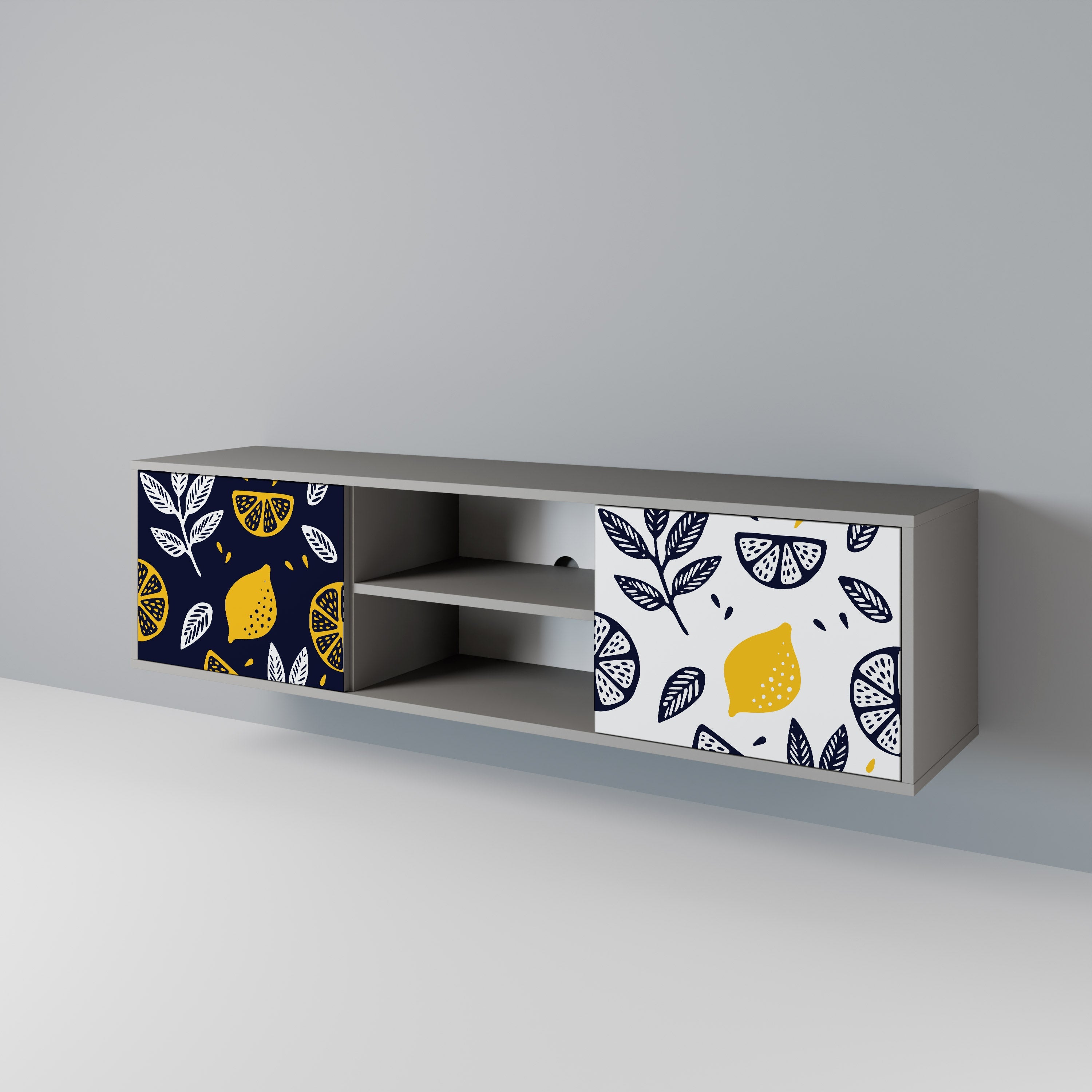 CITRUS BLACK AND WHITE Móvel de TV com 2 Portas em Acabamento Cinzento