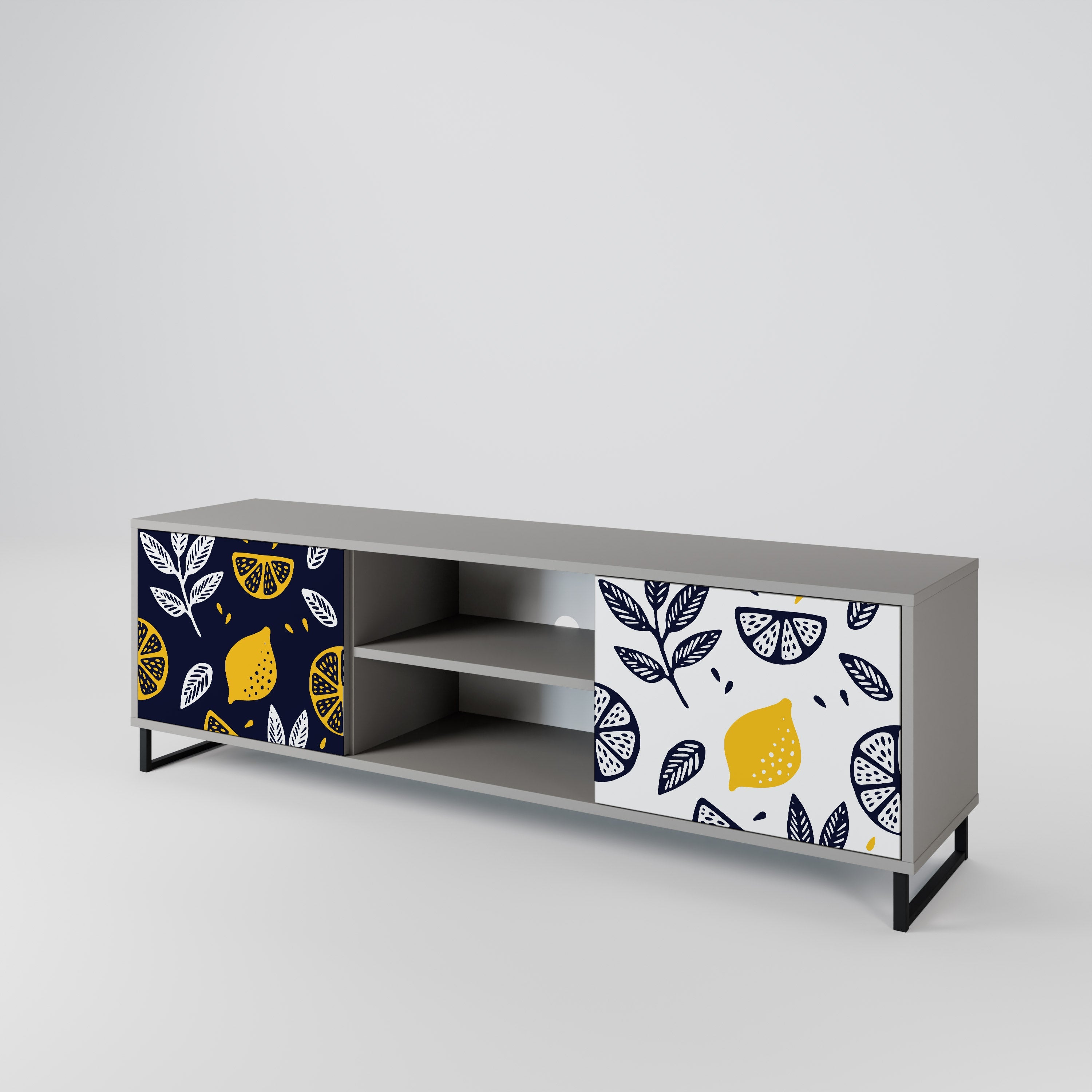 CITRUS BLACK AND WHITE Móvel de TV com 2 Portas em Acabamento Cinzento