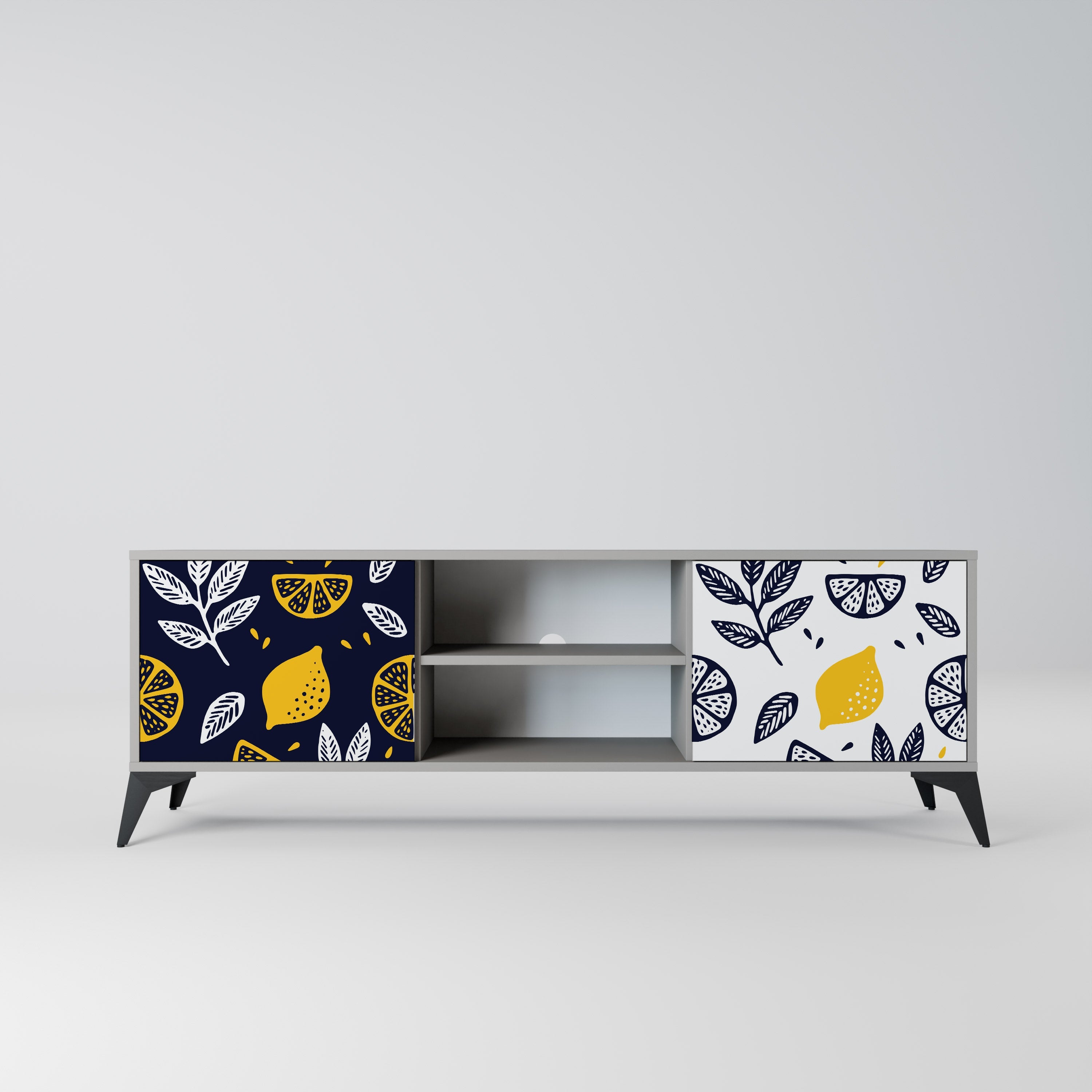 CITRUS BLACK AND WHITE Móvel de TV com 2 Portas em Acabamento Cinzento