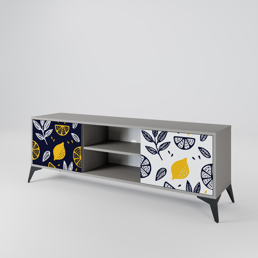 CITRUS BLACK AND WHITE Móvel de TV com 2 Portas em Acabamento Cinzento