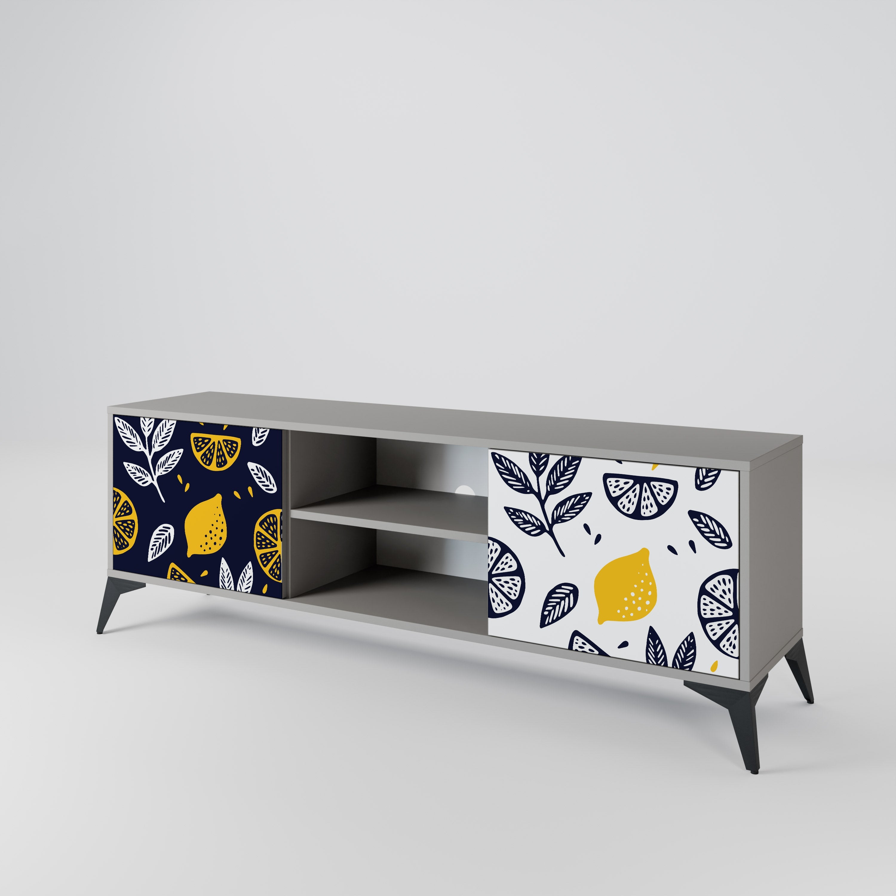 CITRUS BLACK AND WHITE Móvel de TV com 2 Portas em Acabamento Cinzento