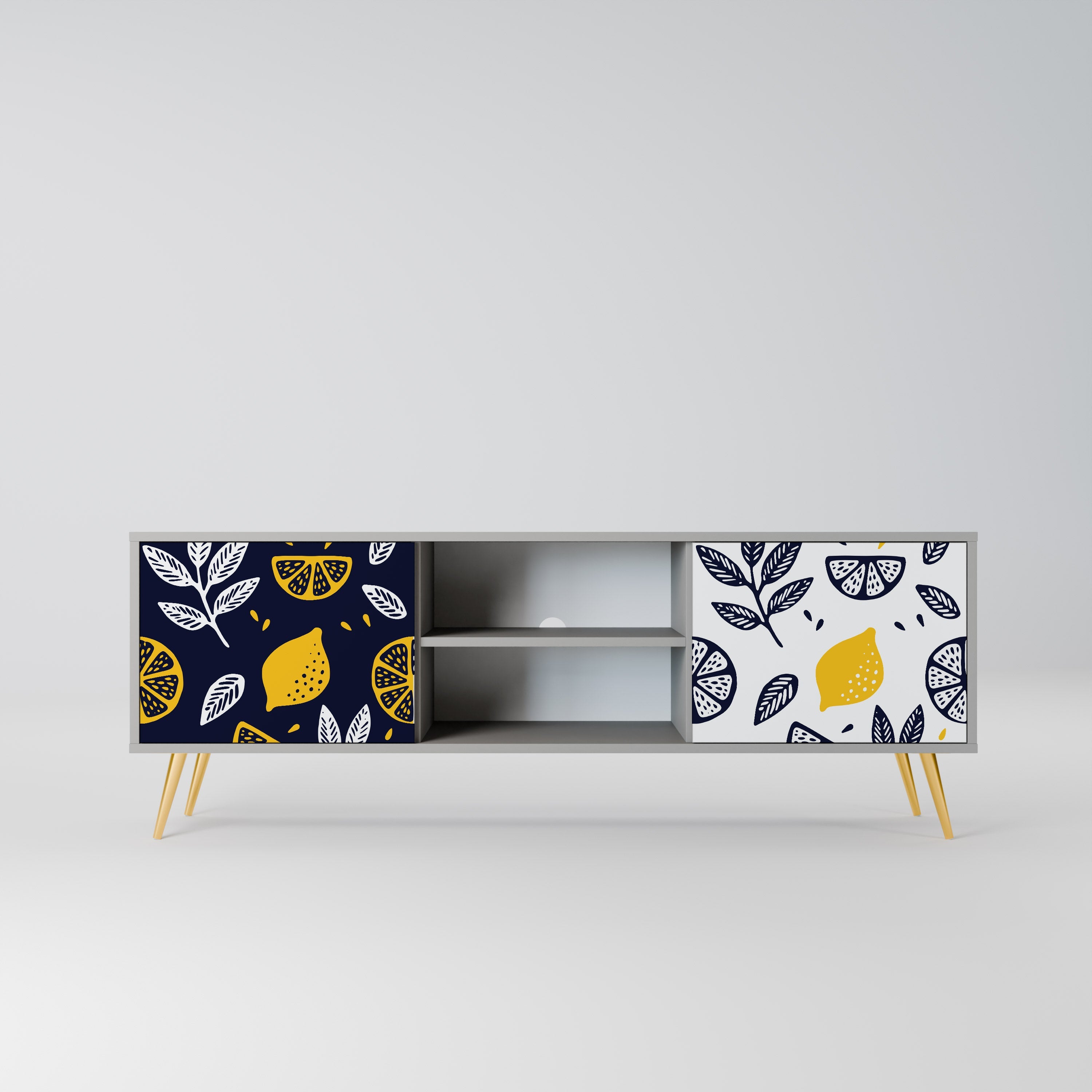 CITRUS BLACK AND WHITE Móvel de TV com 2 Portas em Acabamento Cinzento