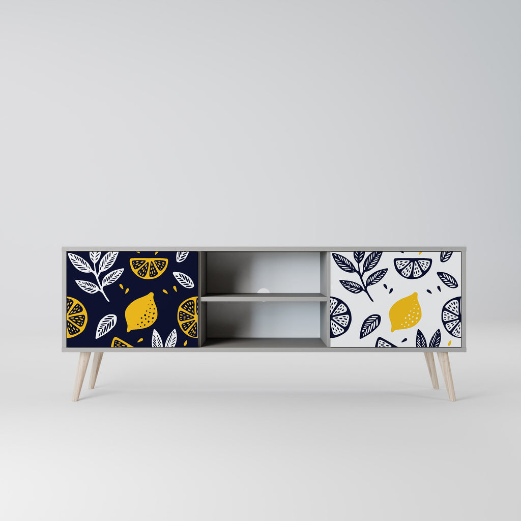 CITRUS BLACK AND WHITE Móvel de TV com 2 Portas em Acabamento Cinzento