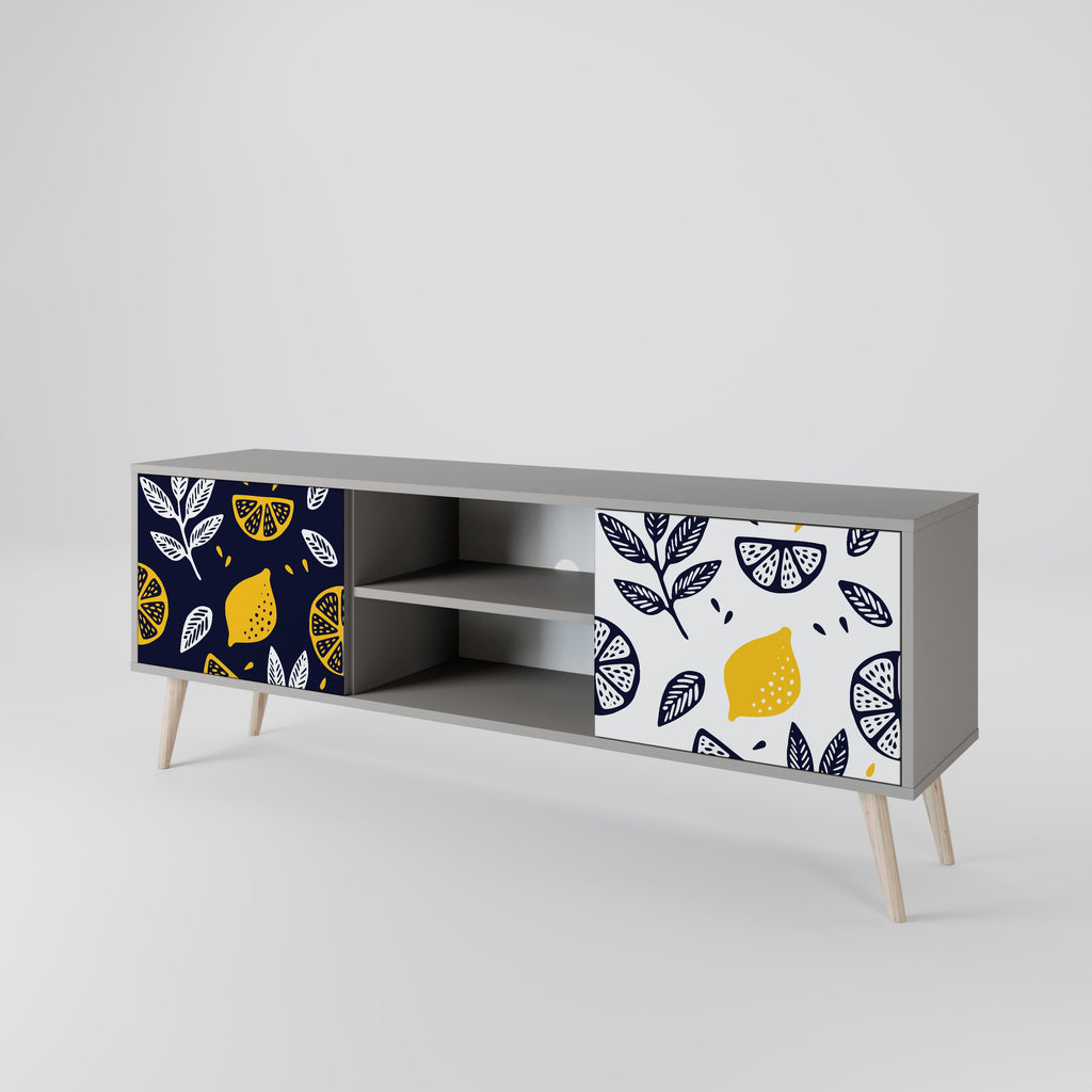 CITRUS BLACK AND WHITE Móvel de TV com 2 Portas em Acabamento Cinzento