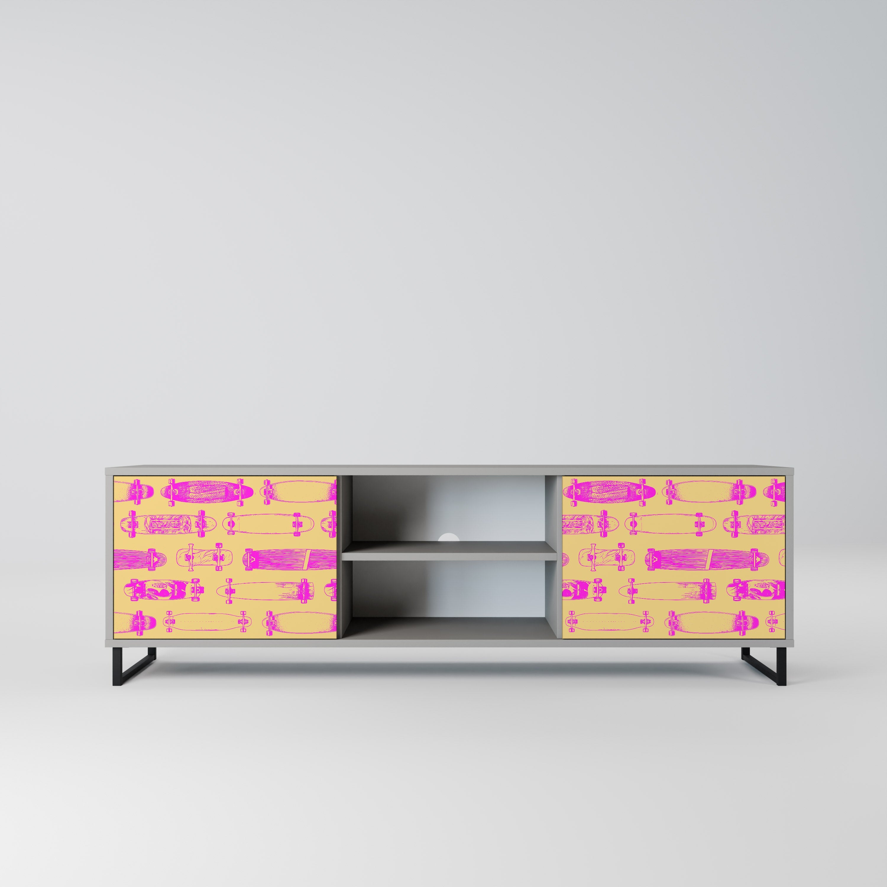 SKATEBOARD ARTISTRY Móvel de TV com 2 Portas em Acabamento Cinzento