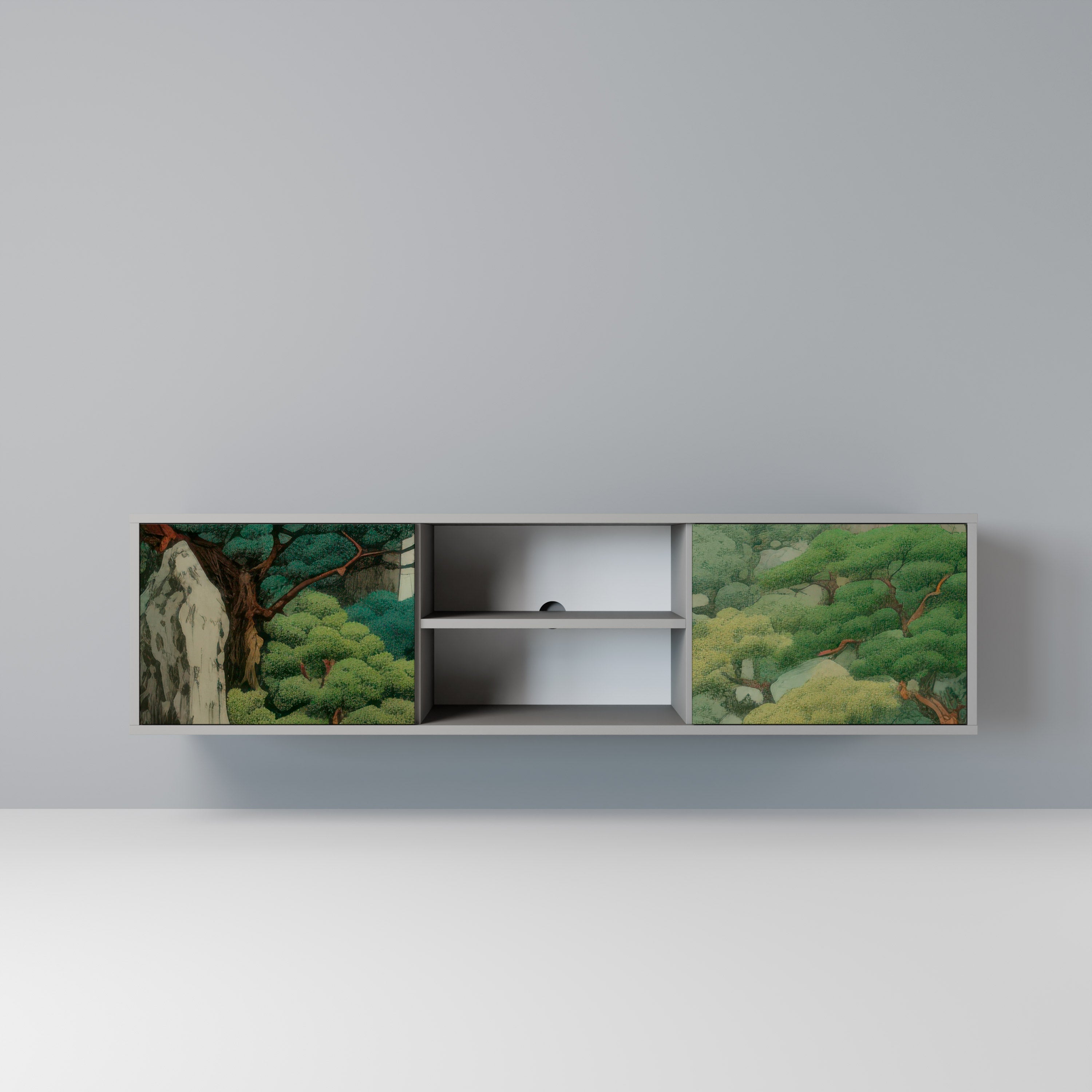 VERDURE ABYSS Móvel de TV com 2 Portas em Acabamento Cinzento