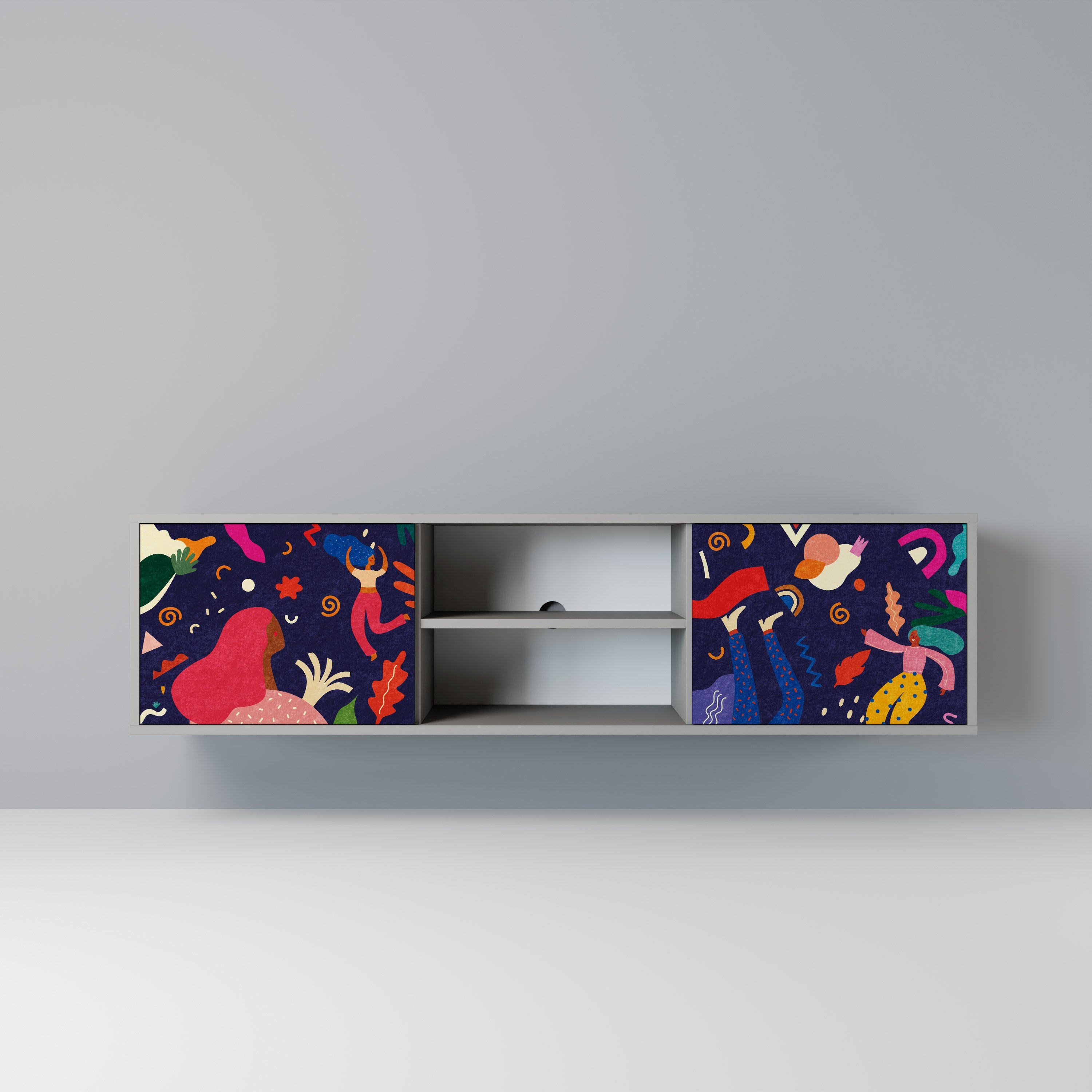 FESTIVE PLEASURES Móvel de TV com 2 Portas em Acabamento Cinzento