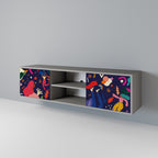 FESTIVE PLEASURES 2-Door TV Stand in Grey Finish