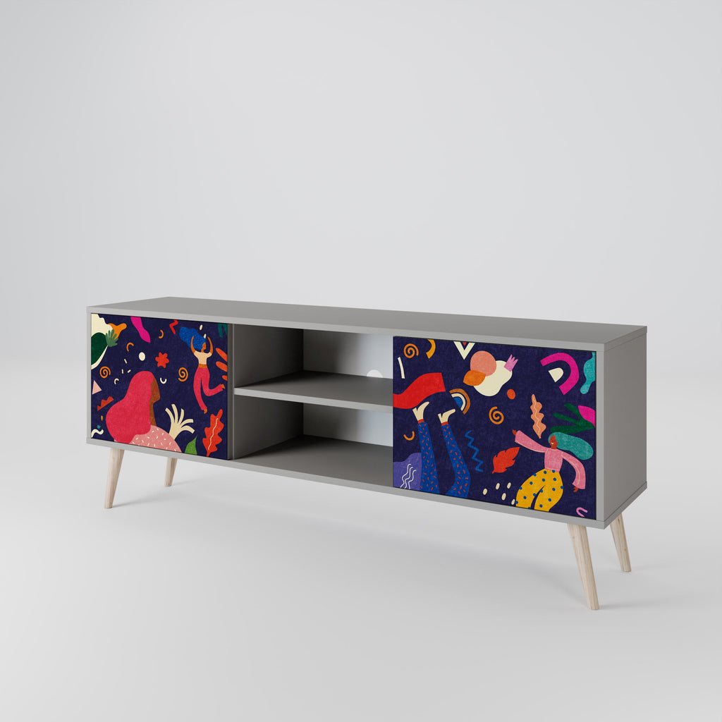 FESTIVE PLEASURES 2-Door TV Stand in Grey Finish