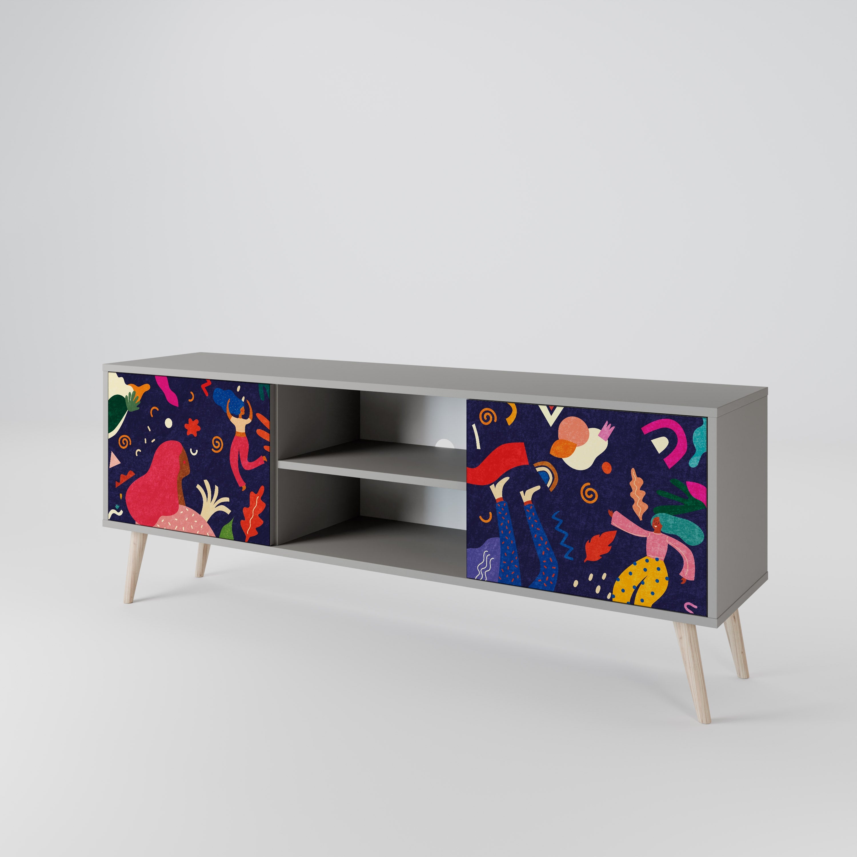 FESTIVE PLEASURES Móvel de TV com 2 Portas em Acabamento Cinzento