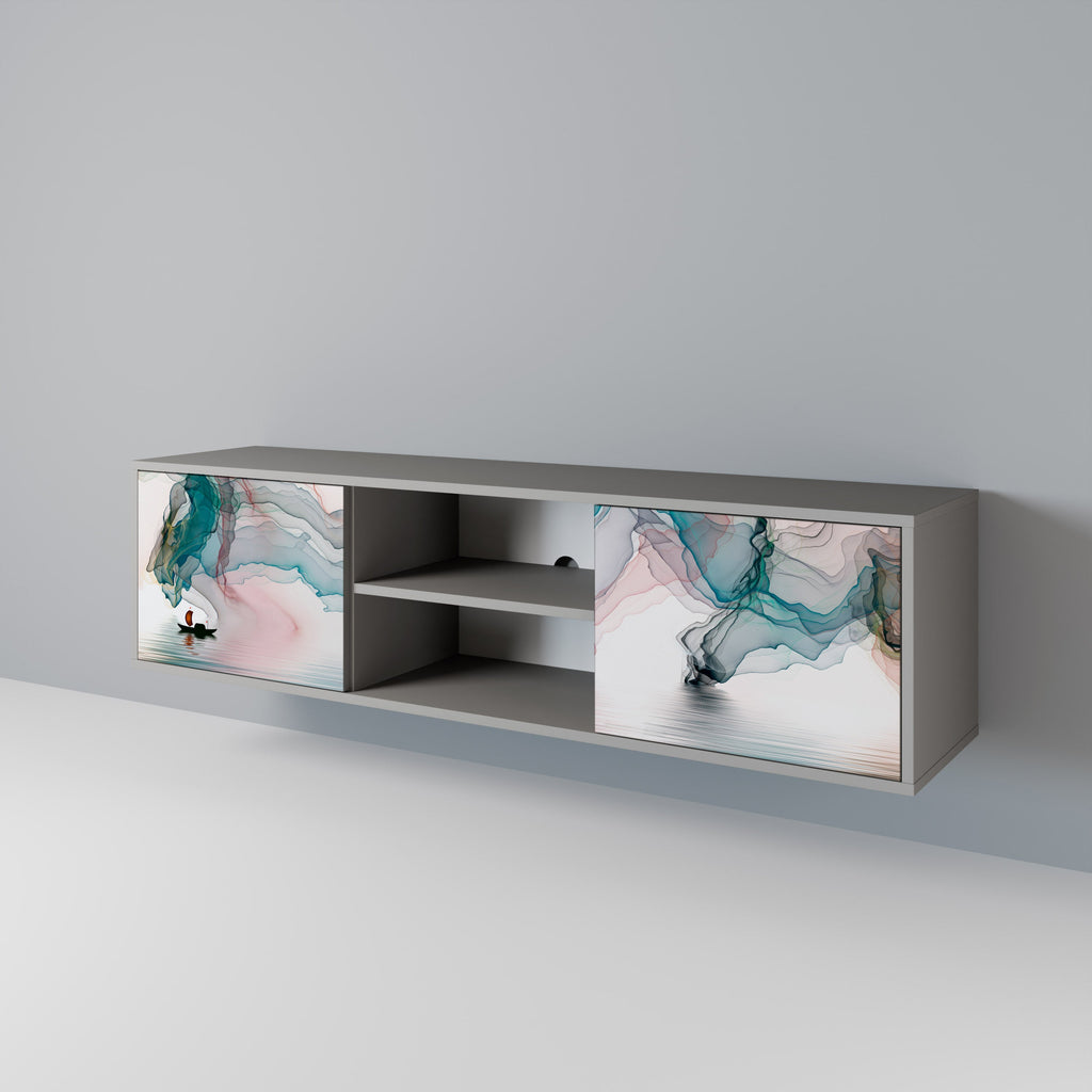 VELVET CROSSING Móvel de TV com 2 Portas em Acabamento Cinzento
