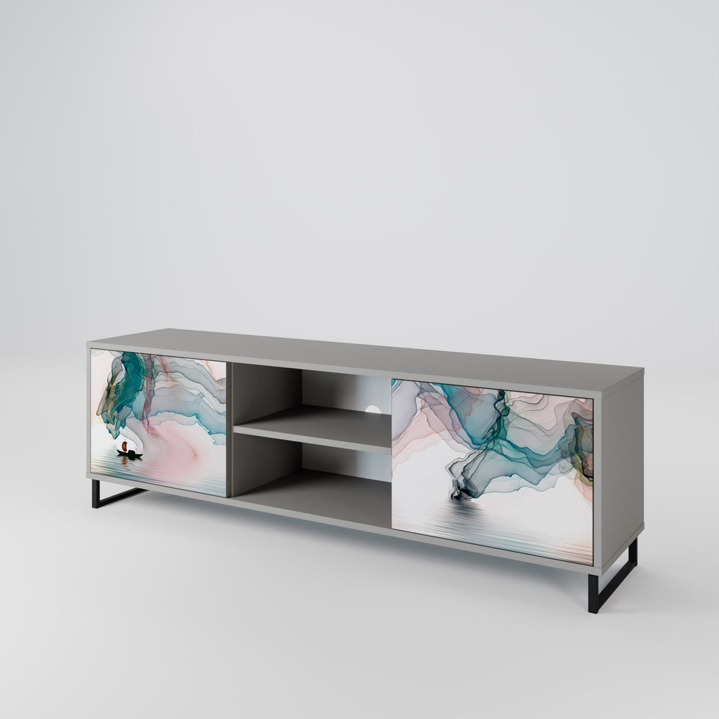 VELVET CROSSING Móvel de TV com 2 Portas em Acabamento Cinzento