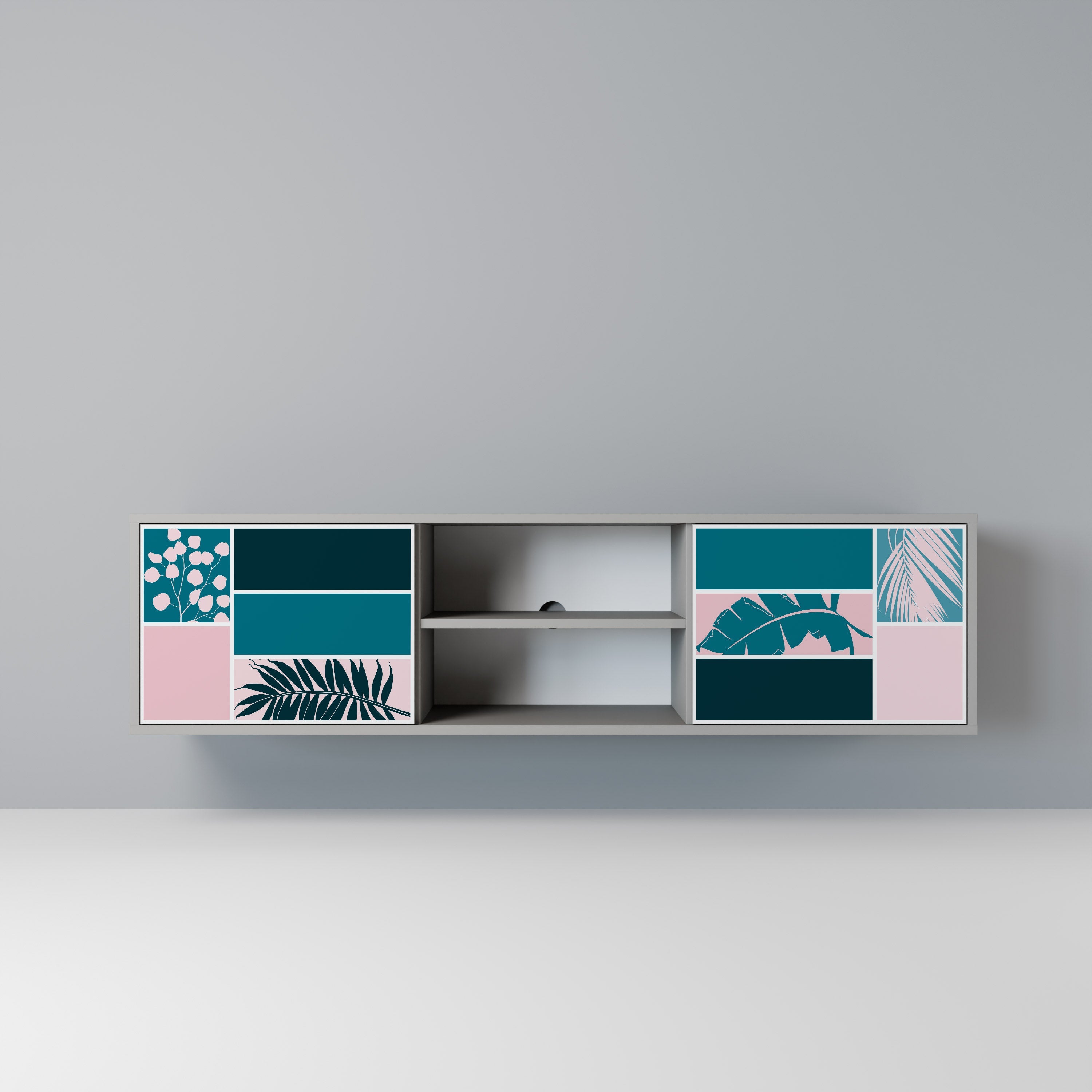 COMBINATION OF SHAPES Móvel de TV com 2 Portas em Acabamento Cinzento