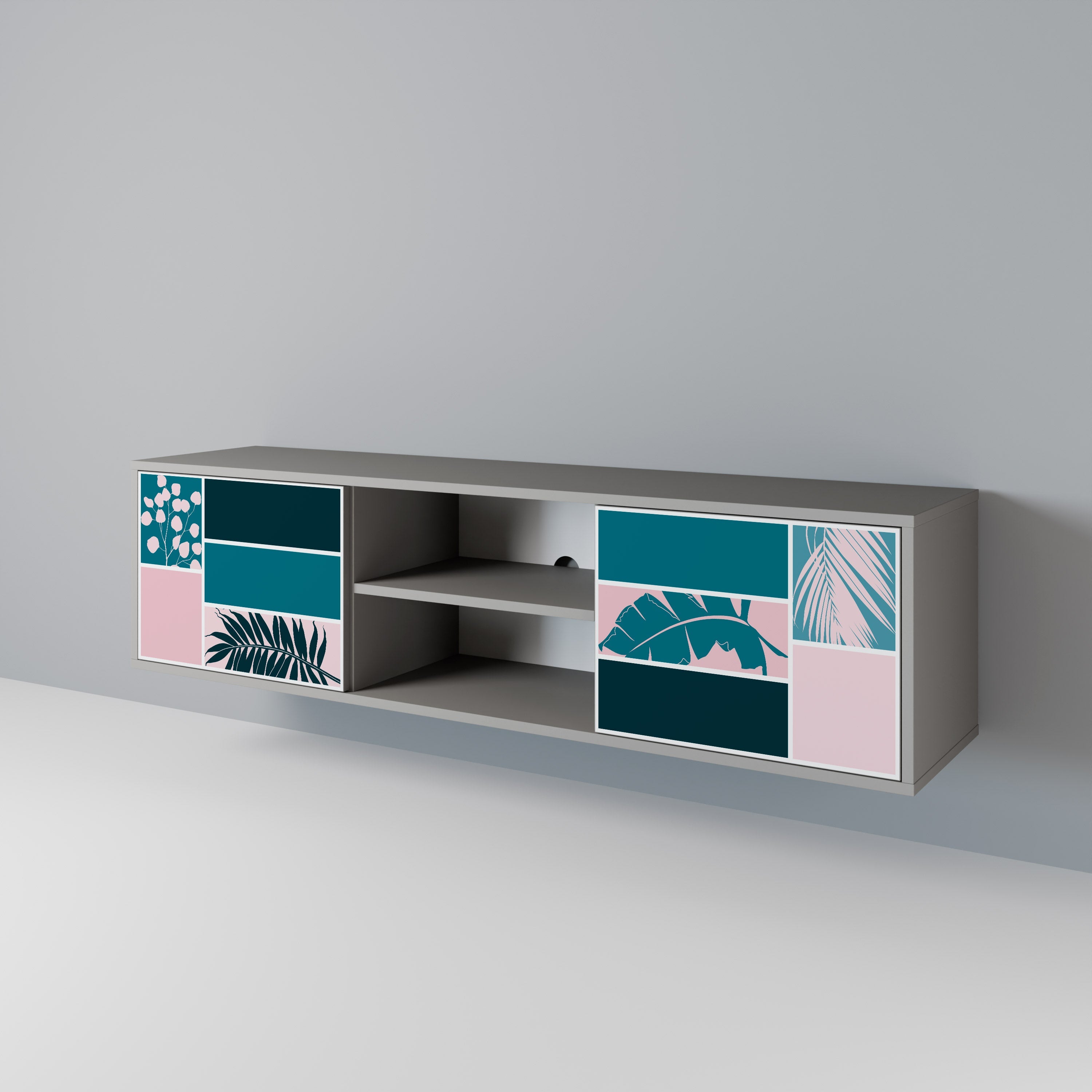 COMBINATION OF SHAPES Móvel de TV com 2 Portas em Acabamento Cinzento