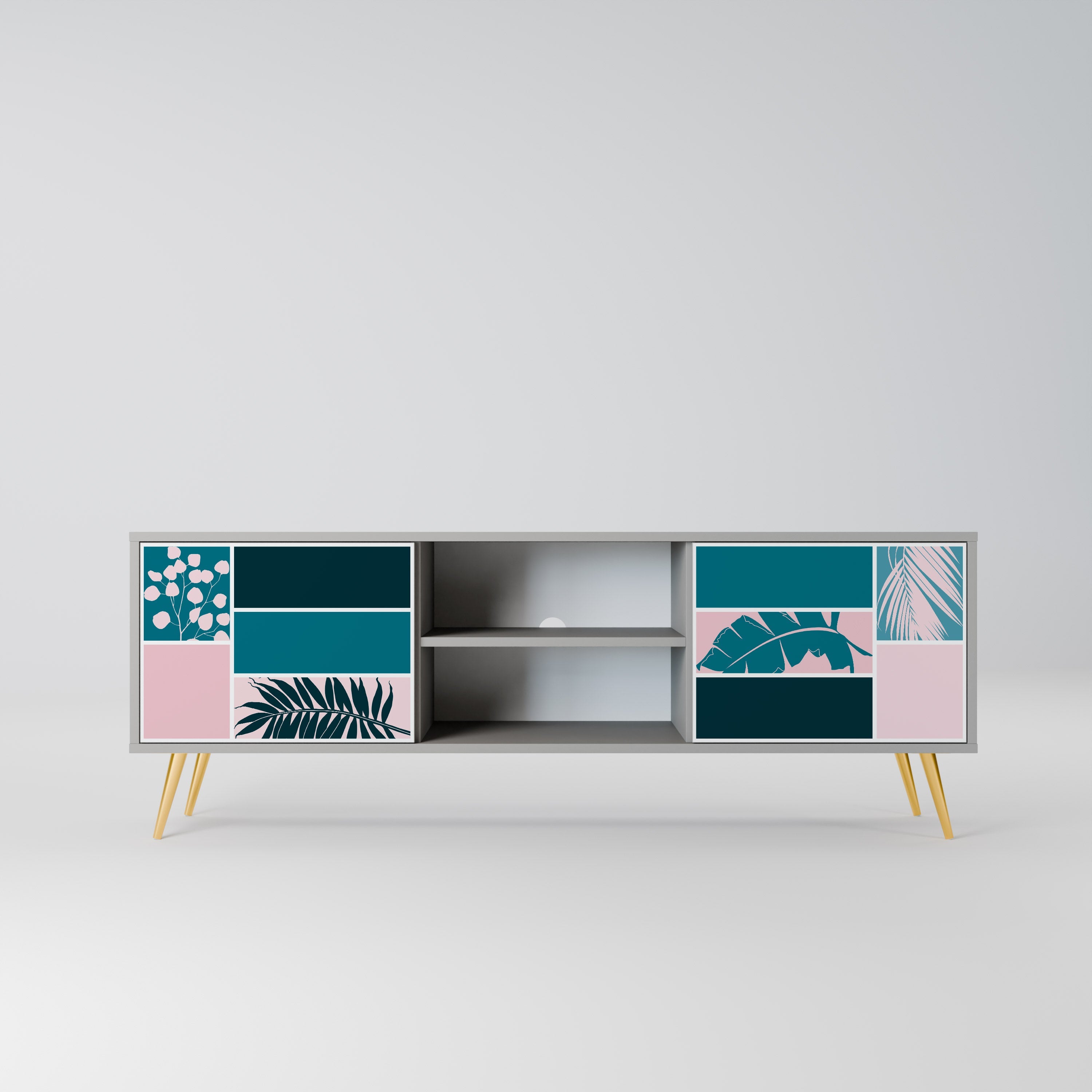 COMBINATION OF SHAPES Móvel de TV com 2 Portas em Acabamento Cinzento