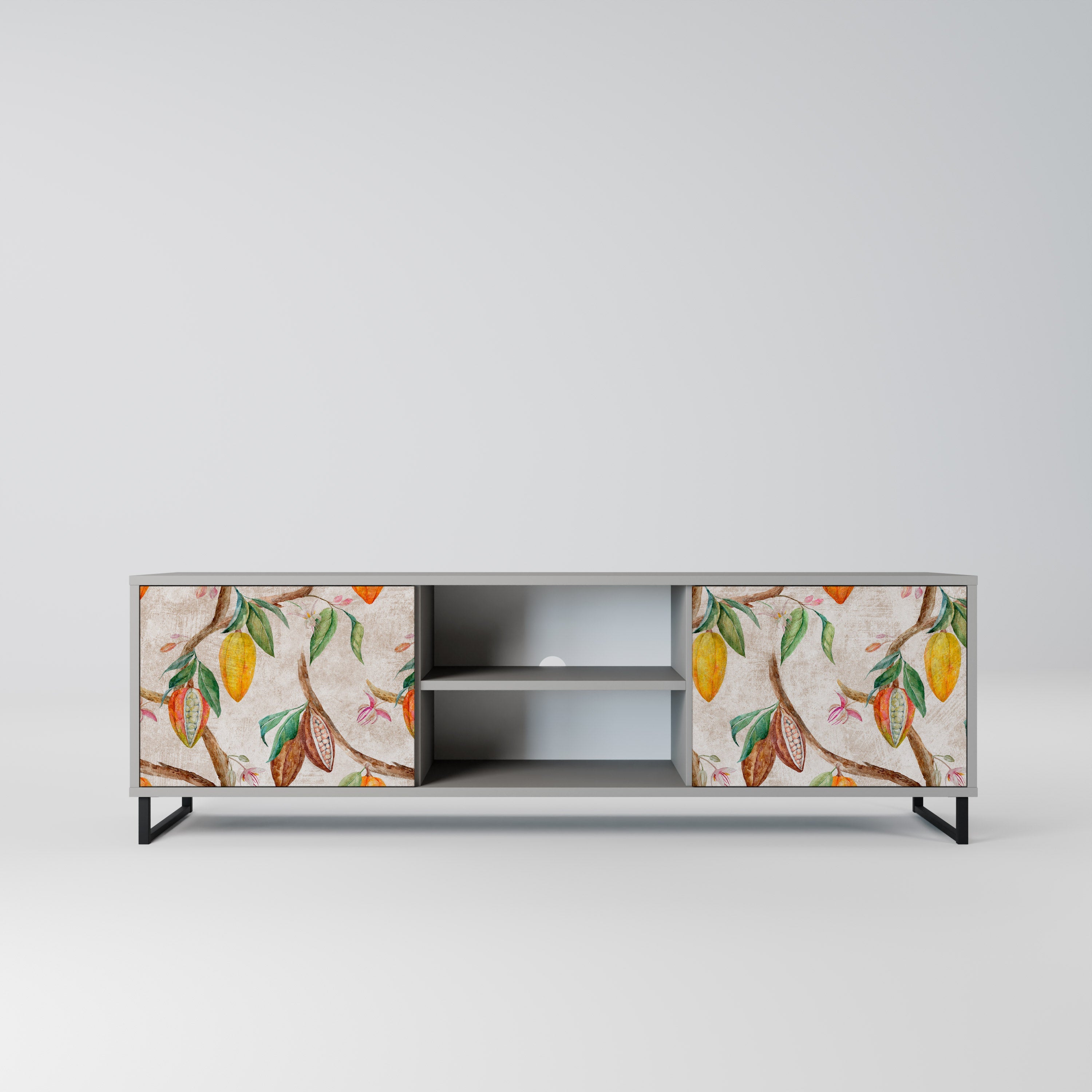 COCOA FRUITS Móvel de TV com 2 Portas em Acabamento Cinzento