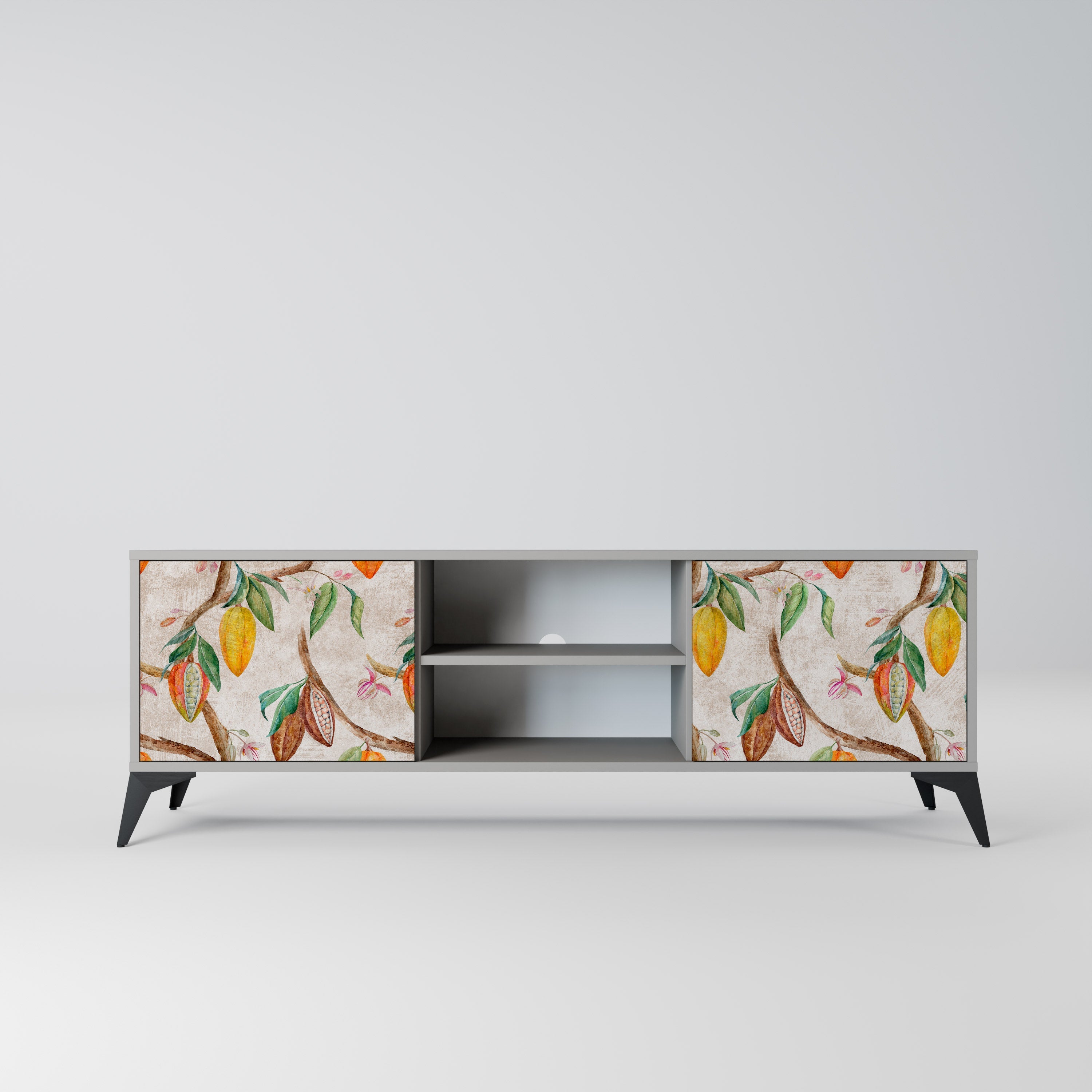 COCOA FRUITS Móvel de TV com 2 Portas em Acabamento Cinzento