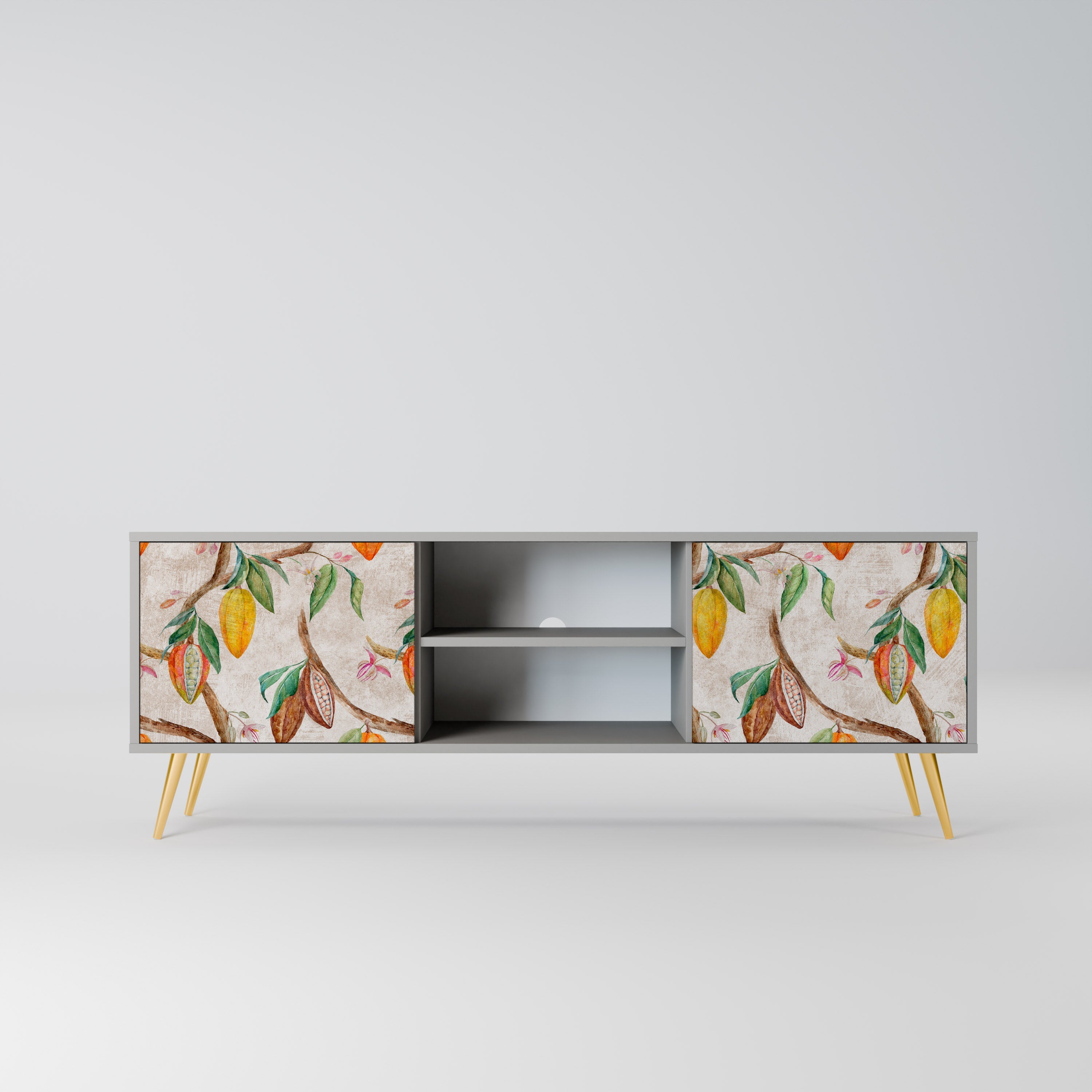 COCOA FRUITS Móvel de TV com 2 Portas em Acabamento Cinzento